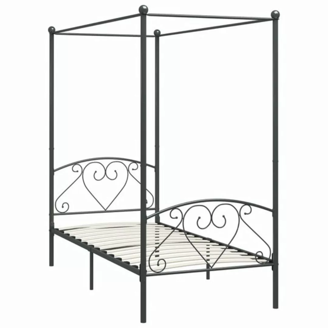 furnicato Bettgestell Himmelbett-Gestell Grau Metall 90 x 200 cm (1-tlg) günstig online kaufen