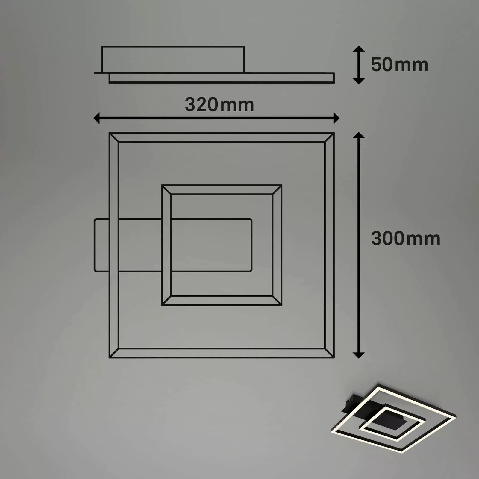 LED-Deckenleuchte 3772 mit 2 Rahmen, schwarz günstig online kaufen