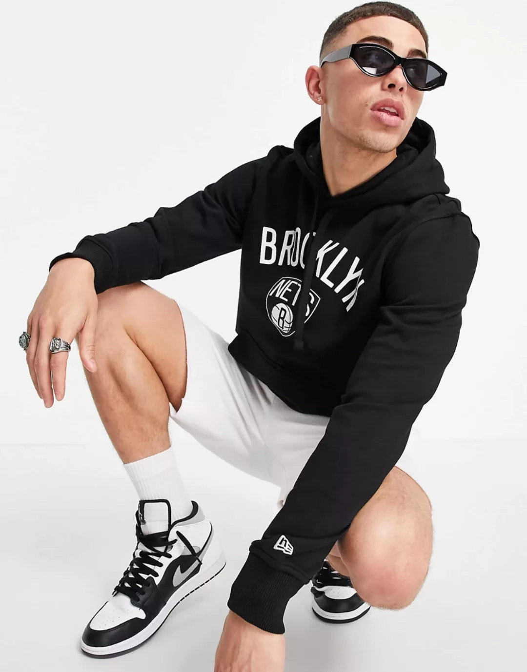 New Era – NBA Brooklyn Nets – Kapuzenpullover in Schwarz günstig online kaufen