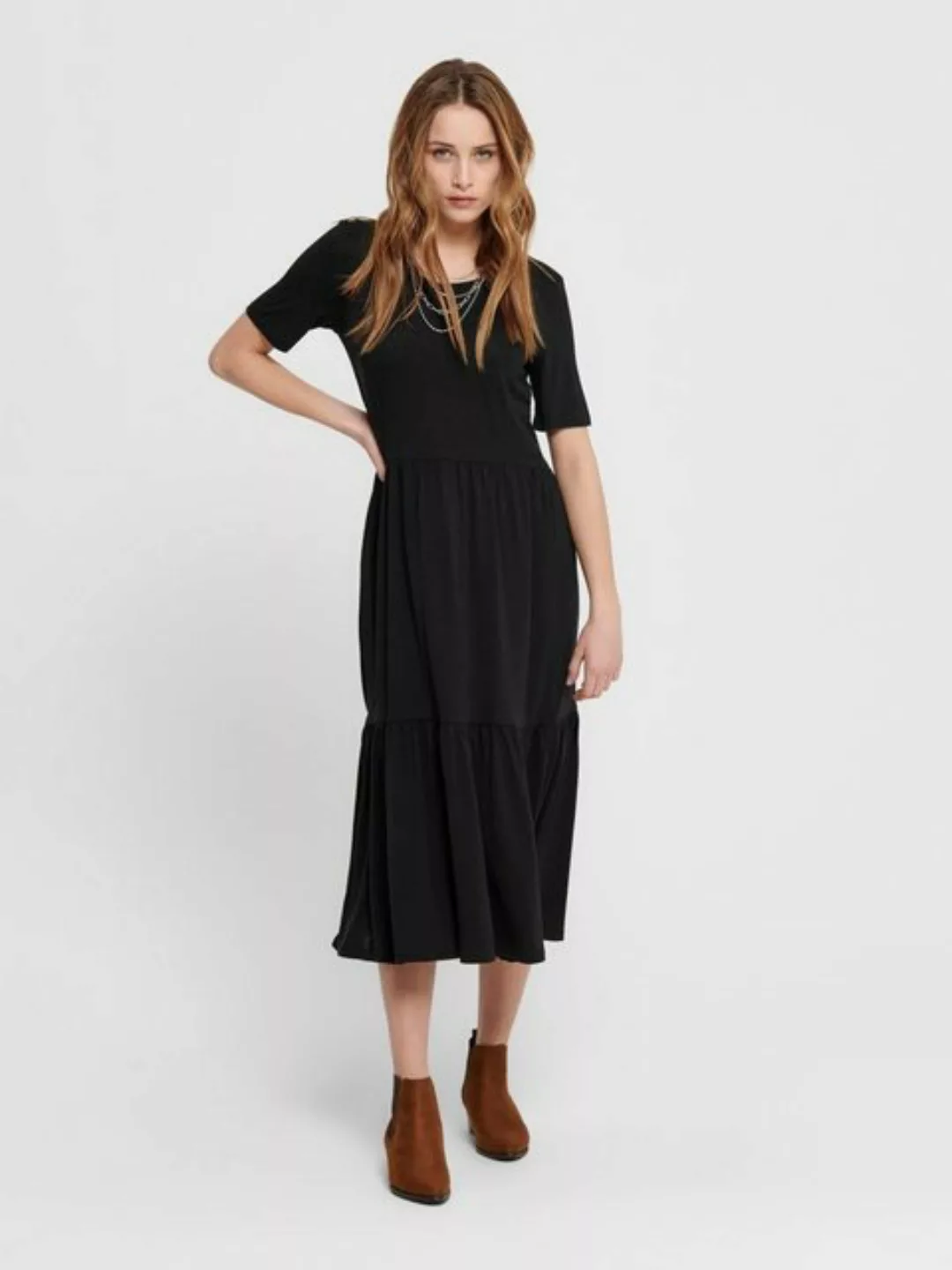 JACQUELINE de YONG Shirtkleid Lockeres Midi Rüschen Kleid Maxi Bluse Kurzar günstig online kaufen