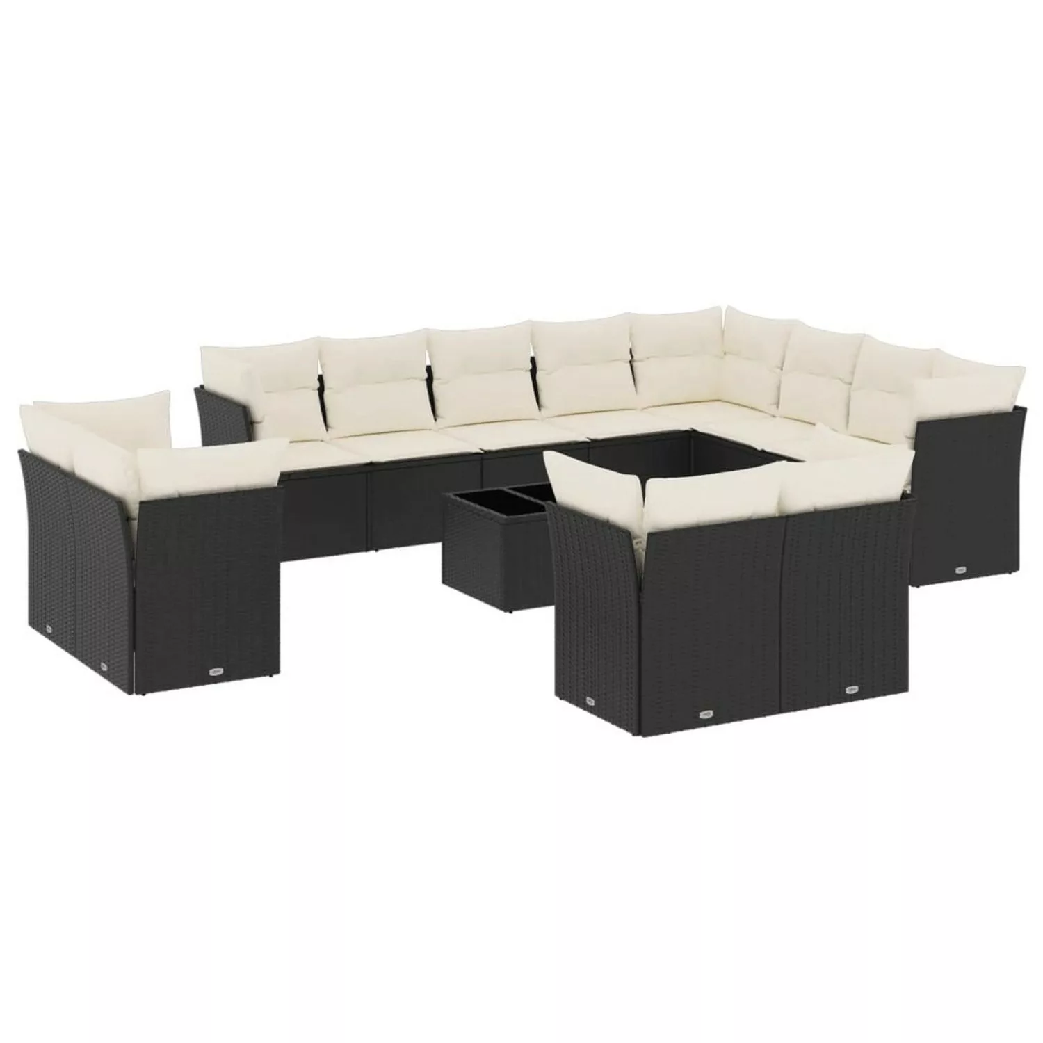 vidaXL 13-tlg Garten-Sofagarnitur mit Kissen Schwarz Poly Rattan Modell 45 günstig online kaufen