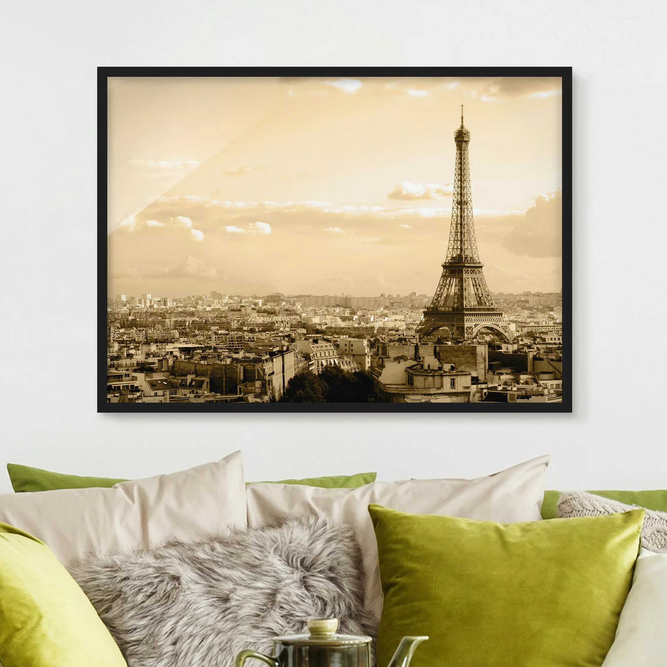 Bild mit Rahmen Architektur & Skyline - Querformat I Love Paris günstig online kaufen