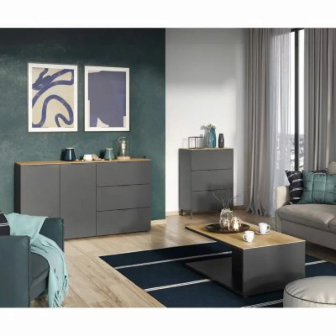 Lomadox Wohnmöbel Set Kommode, Sideboard, Couchtisch RIOS-01 in graphit mit günstig online kaufen