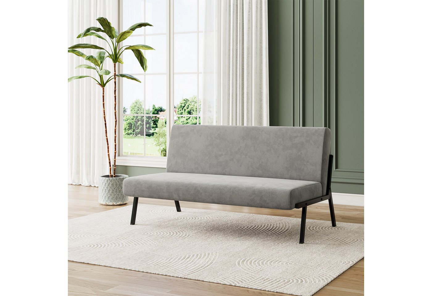 OUNUO Sofa 2 Sitzer Couch mit Metallrahmen Doppelsofa 150kg belastbar Grau günstig online kaufen
