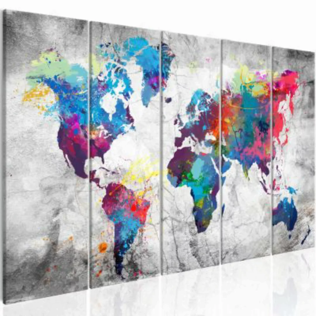 artgeist Wandbild World Map: Spilt Paint grau Gr. 200 x 80 günstig online kaufen