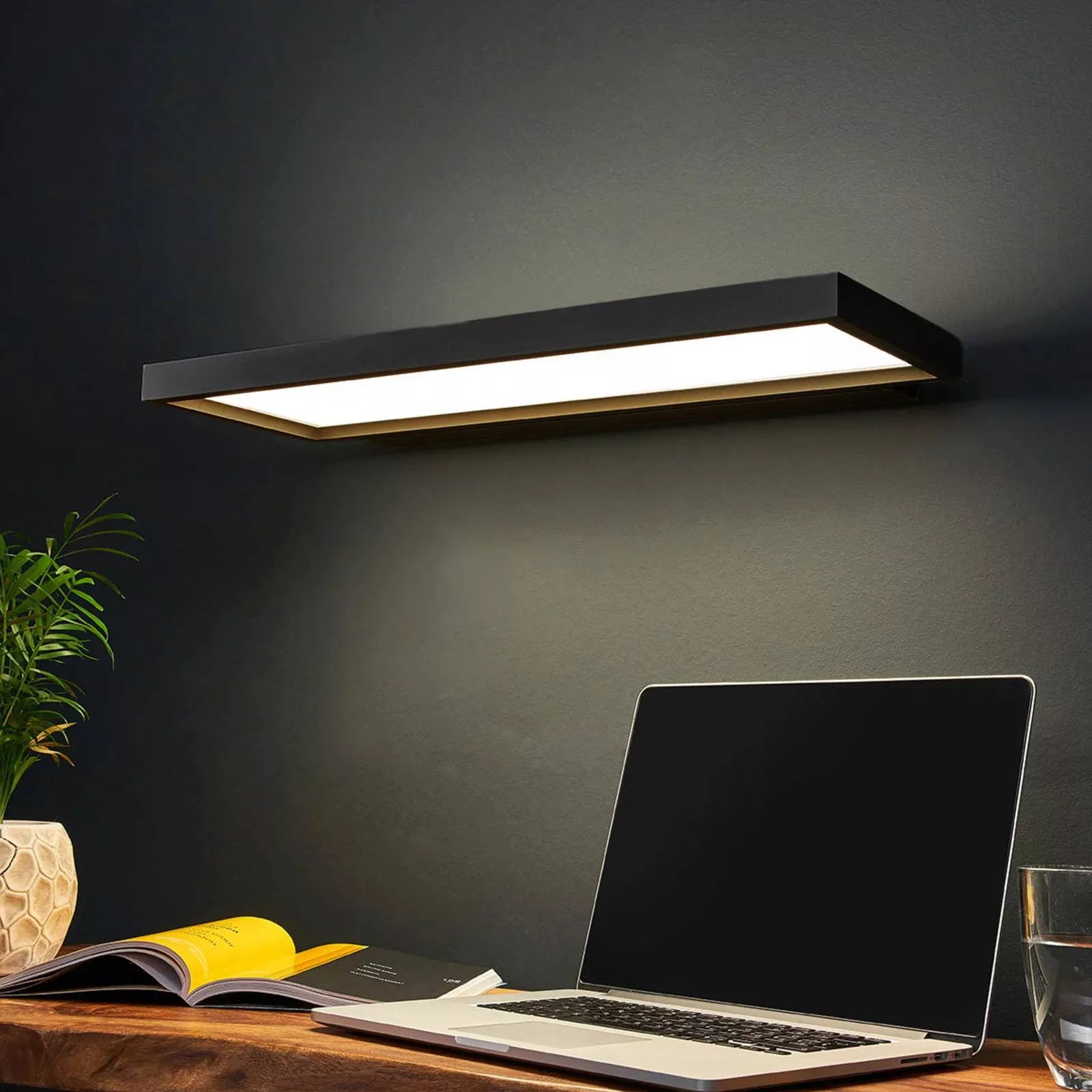 LED-Büro-Wandleuchte Rick, schwarz, universalweiß günstig online kaufen