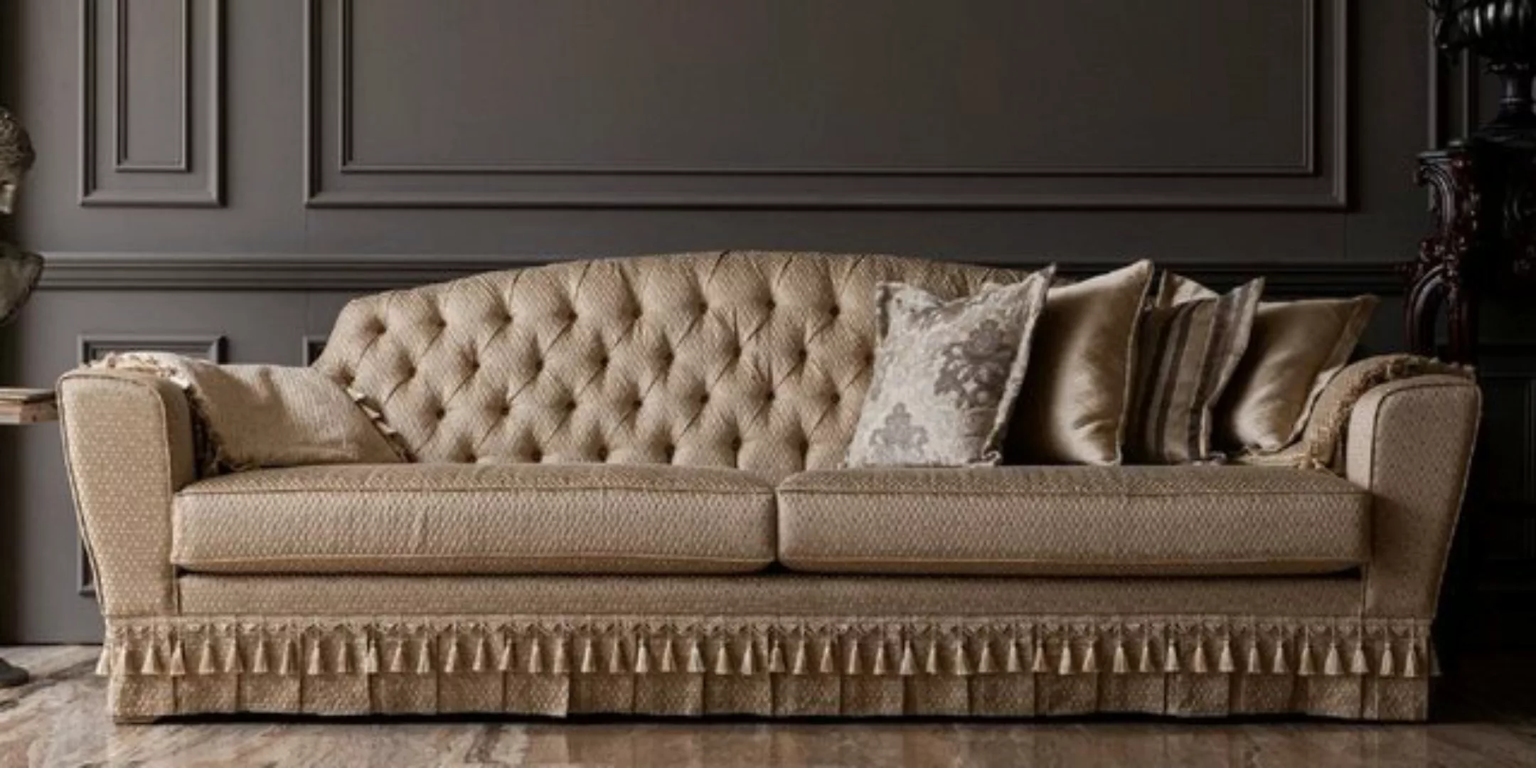 Casa Padrino Sofa Luxus Barock Sofa Gold - Handgefertigtes Wohnzimmer Sofa günstig online kaufen