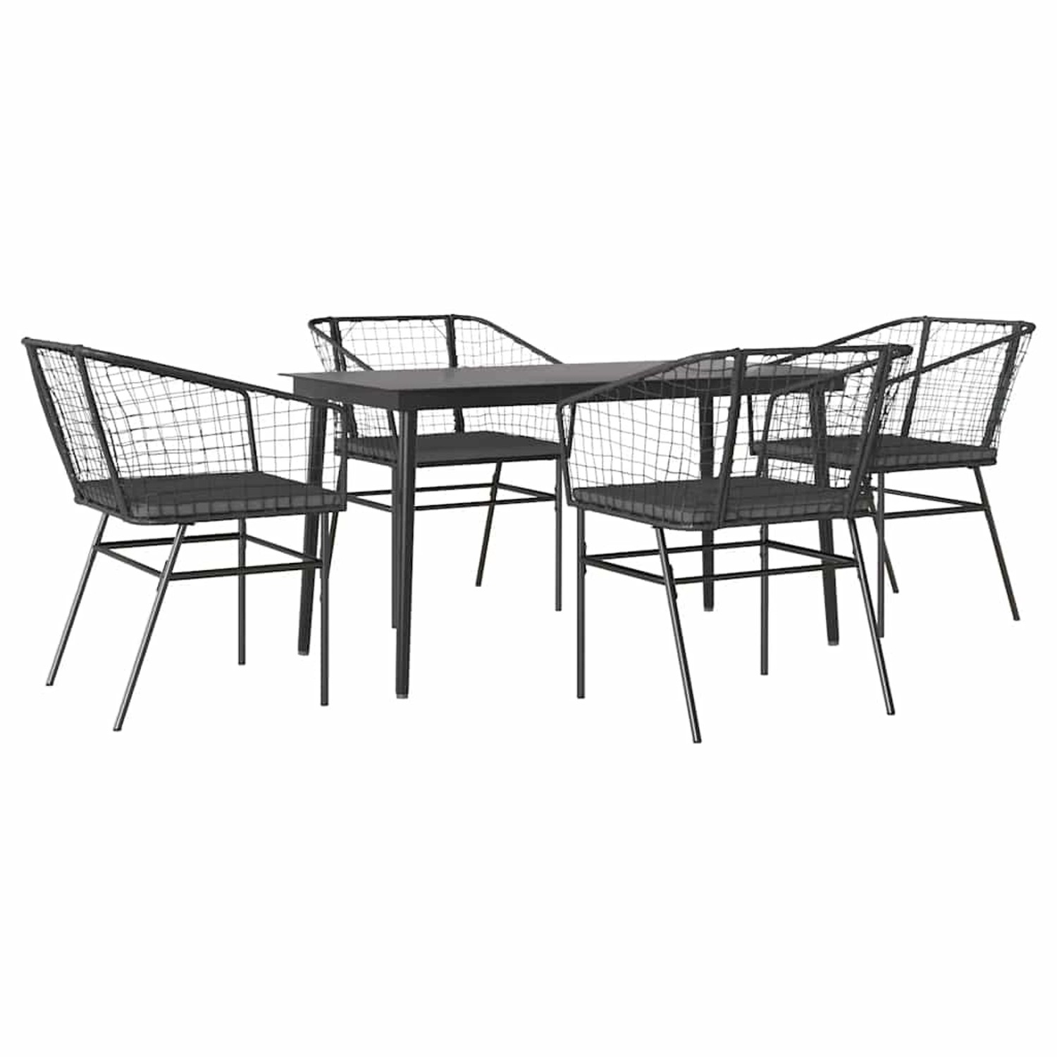 vidaXL 5-Tlg Garten-Essgruppe mit Kissen Schwarz Poly Rattan Glas 3334501 günstig online kaufen