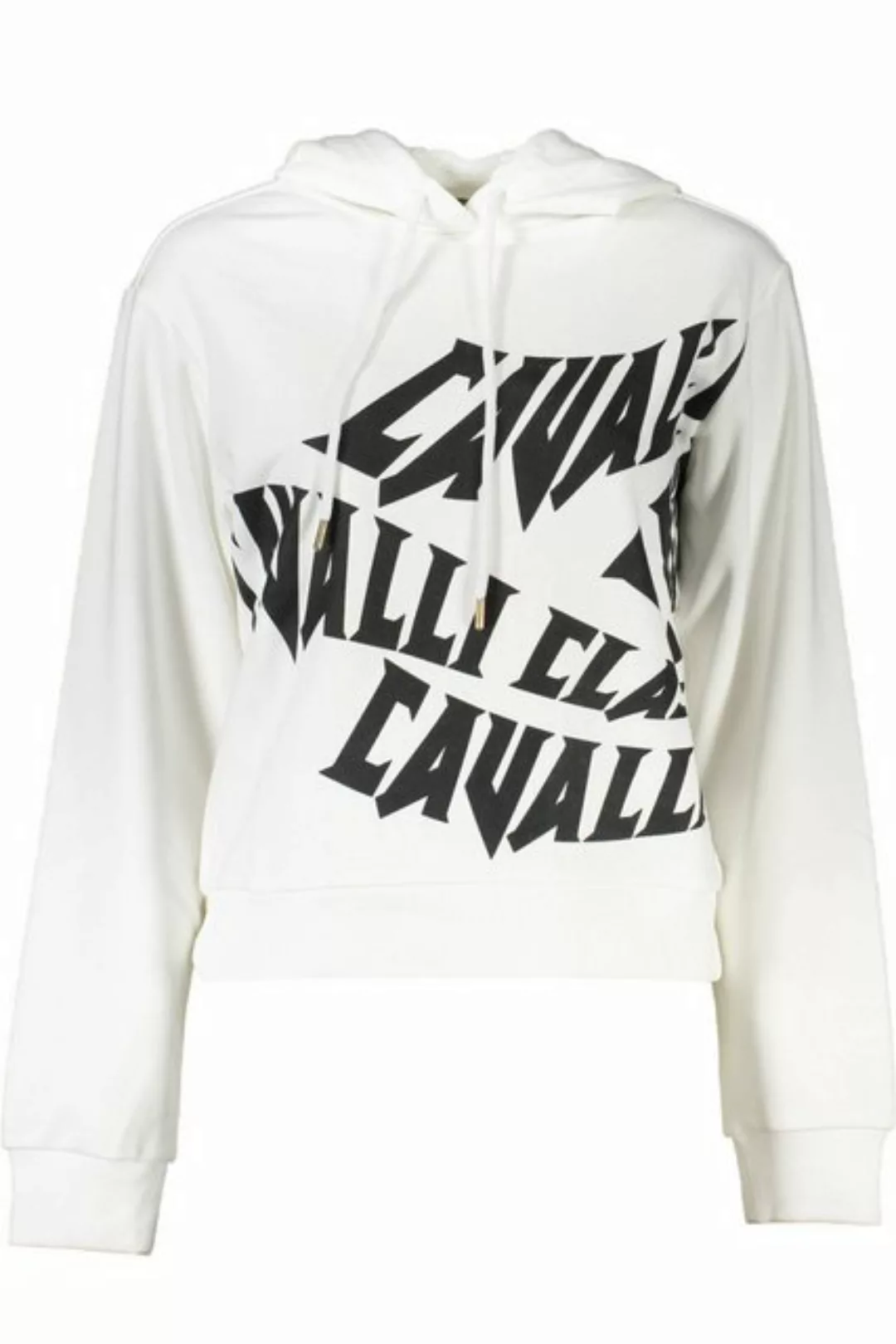 Cavalli Class Sweatshirt Weißer Damenpullover mit Kapuze und Logo-Print - günstig online kaufen