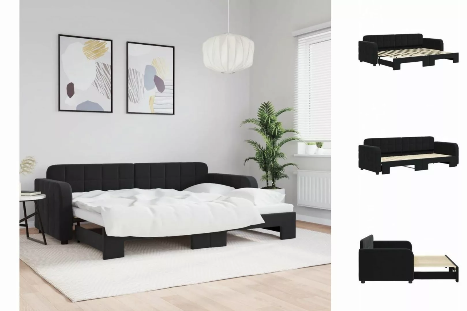 vidaXL Gästebett Gästebett Tagesbett Ausziehbar Schwarz 80x200 cm Samt Bett günstig online kaufen