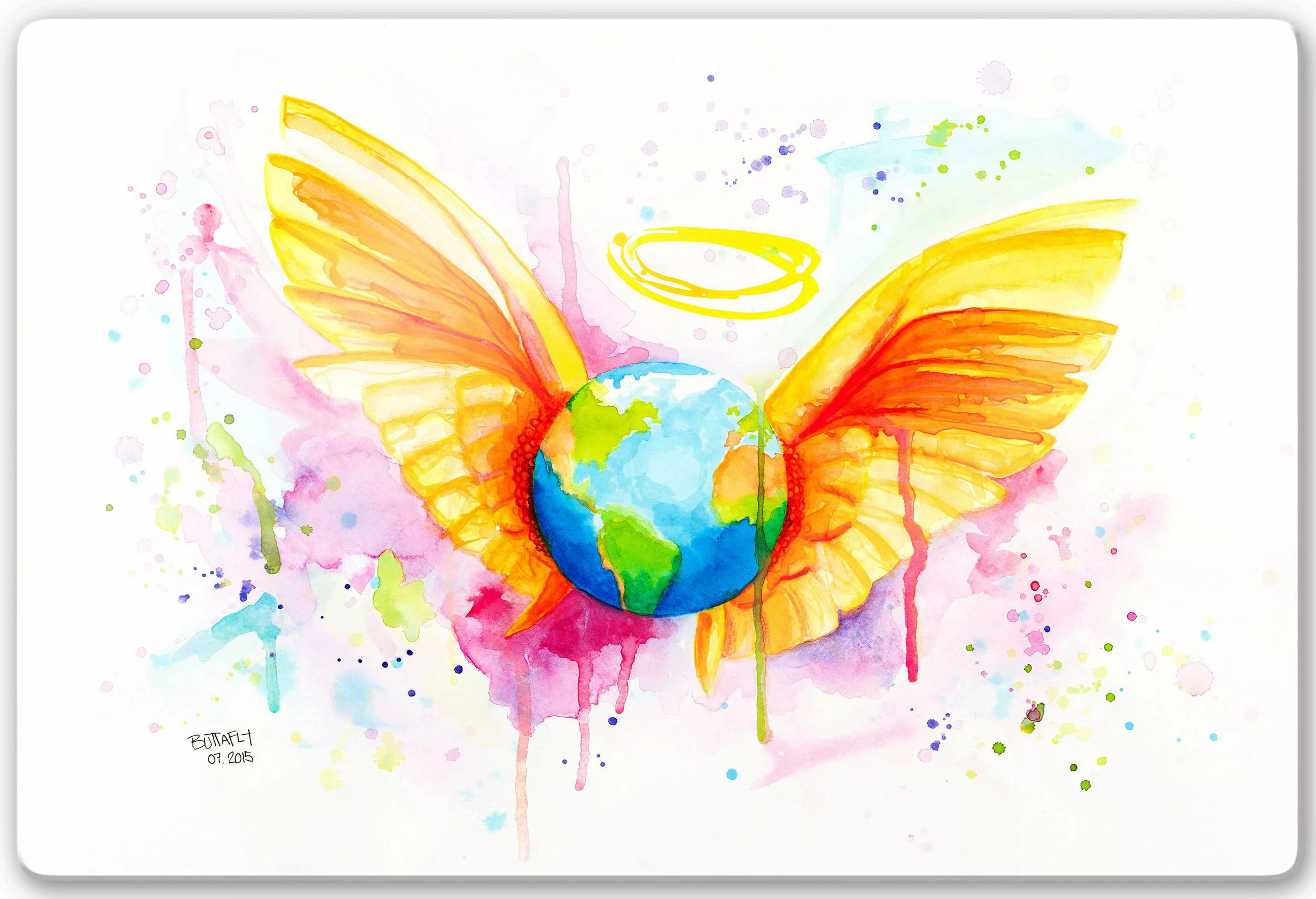 Wall-Art Glasbild »Buttafly Angel«, Landschaft, Glasposter modern günstig online kaufen
