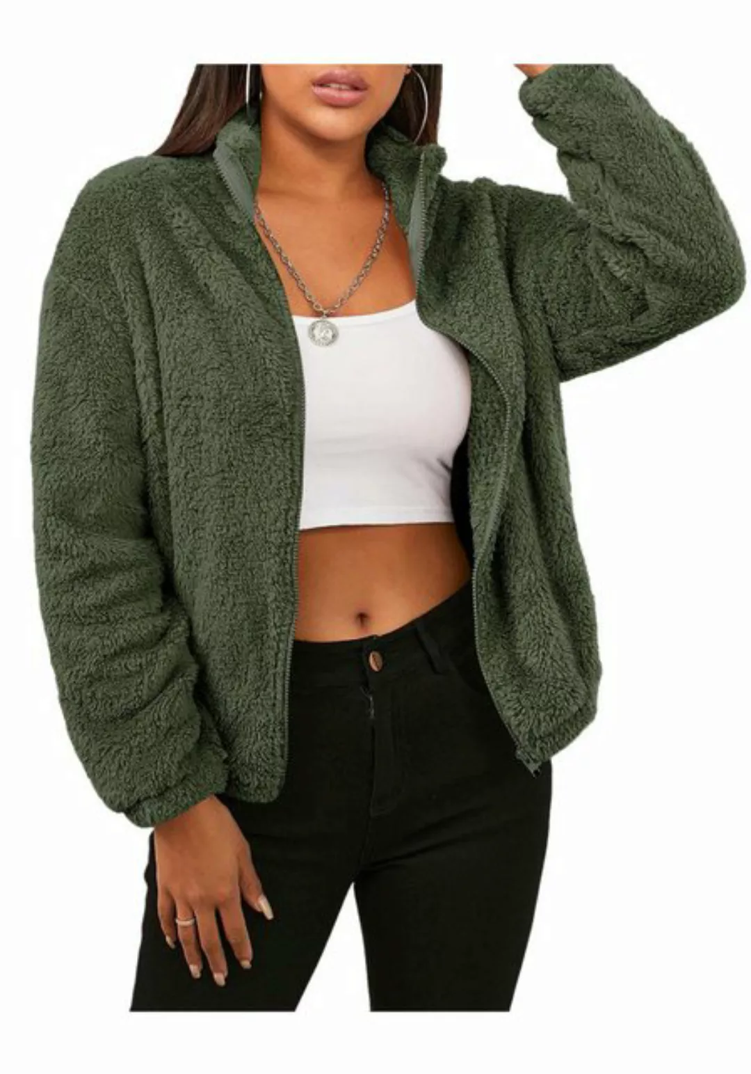 Zoclack Fleecejacke Gemütliche Damen Fleecejacke mit Reißverschluss,Weicher günstig online kaufen