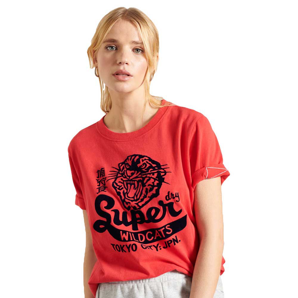 Superdry Varsity Flock Kurzarm T-shirt XS Festive Red günstig online kaufen