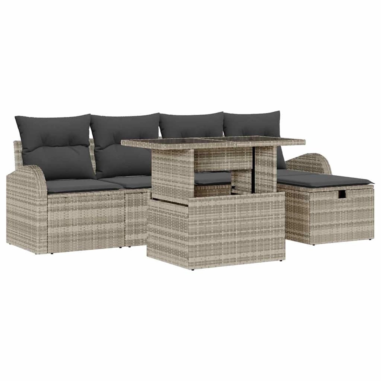 vidaXL Garten-Sofa-Set mit Kissen 6-Tlg Hellgrau Poly Rattan 3359749 günstig online kaufen