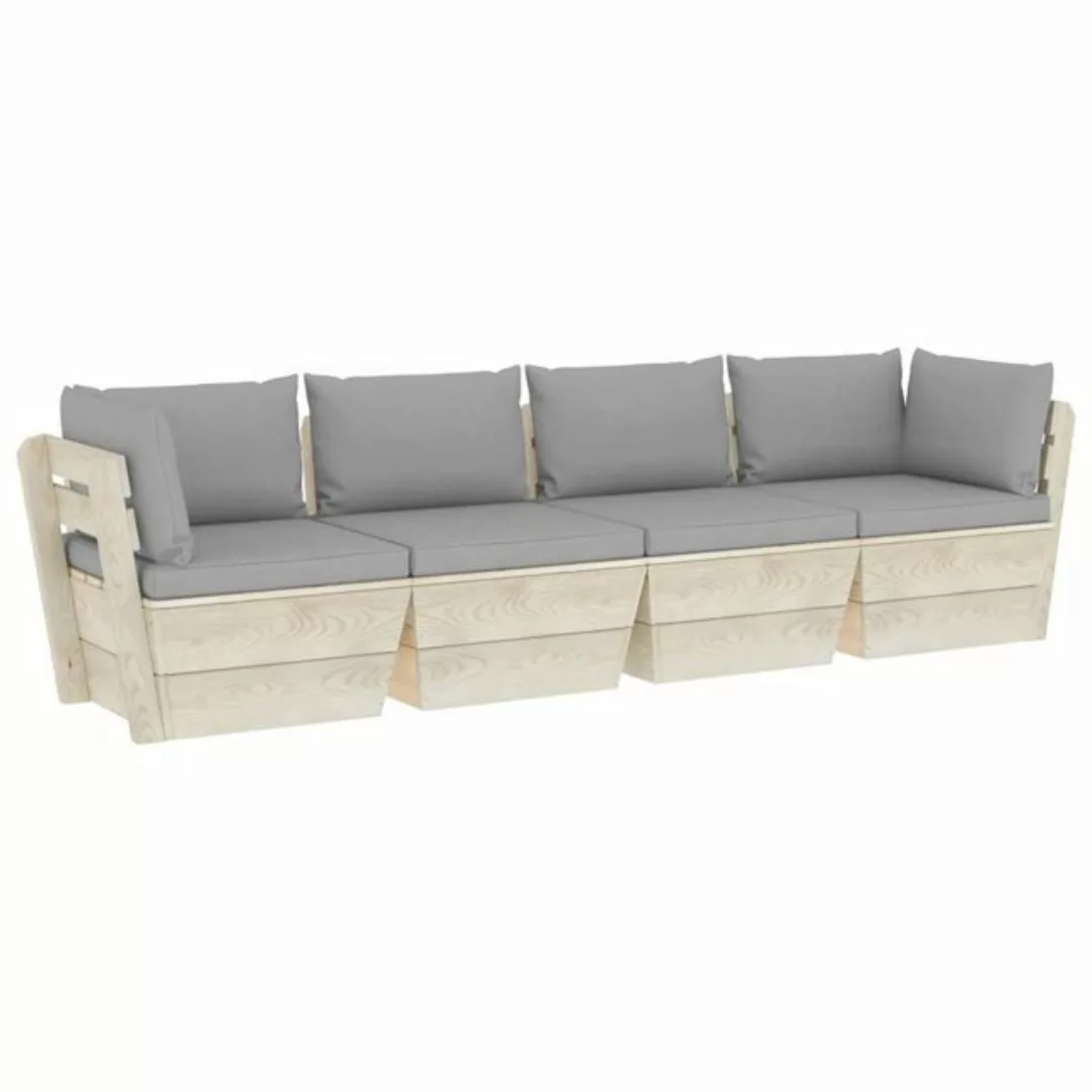 DOTMALL Sofa Garten-4-Sitzer-Palettensofa , mit Kissen Fichtenholz günstig online kaufen