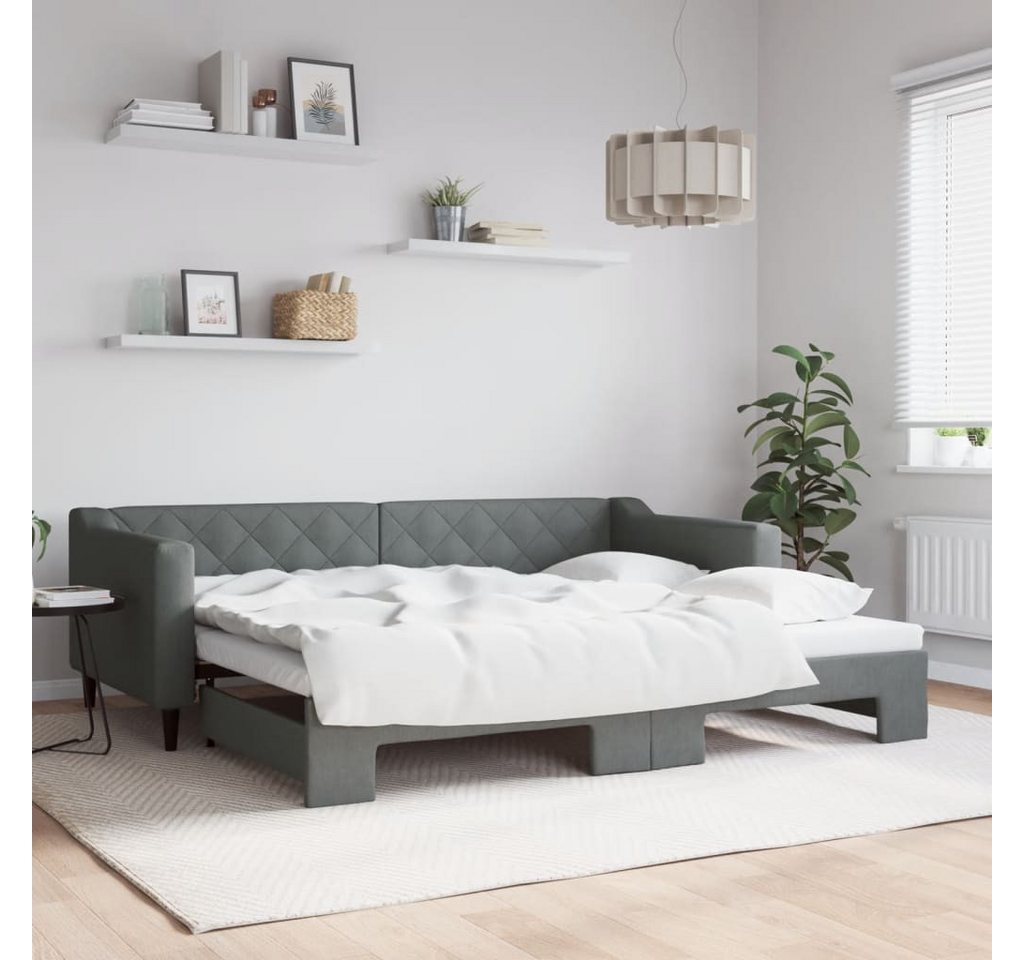 vidaXL Gästebett Gästebett Tagesbett Ausziehbar Dunkelgrau 90x200 cm Stoff günstig online kaufen