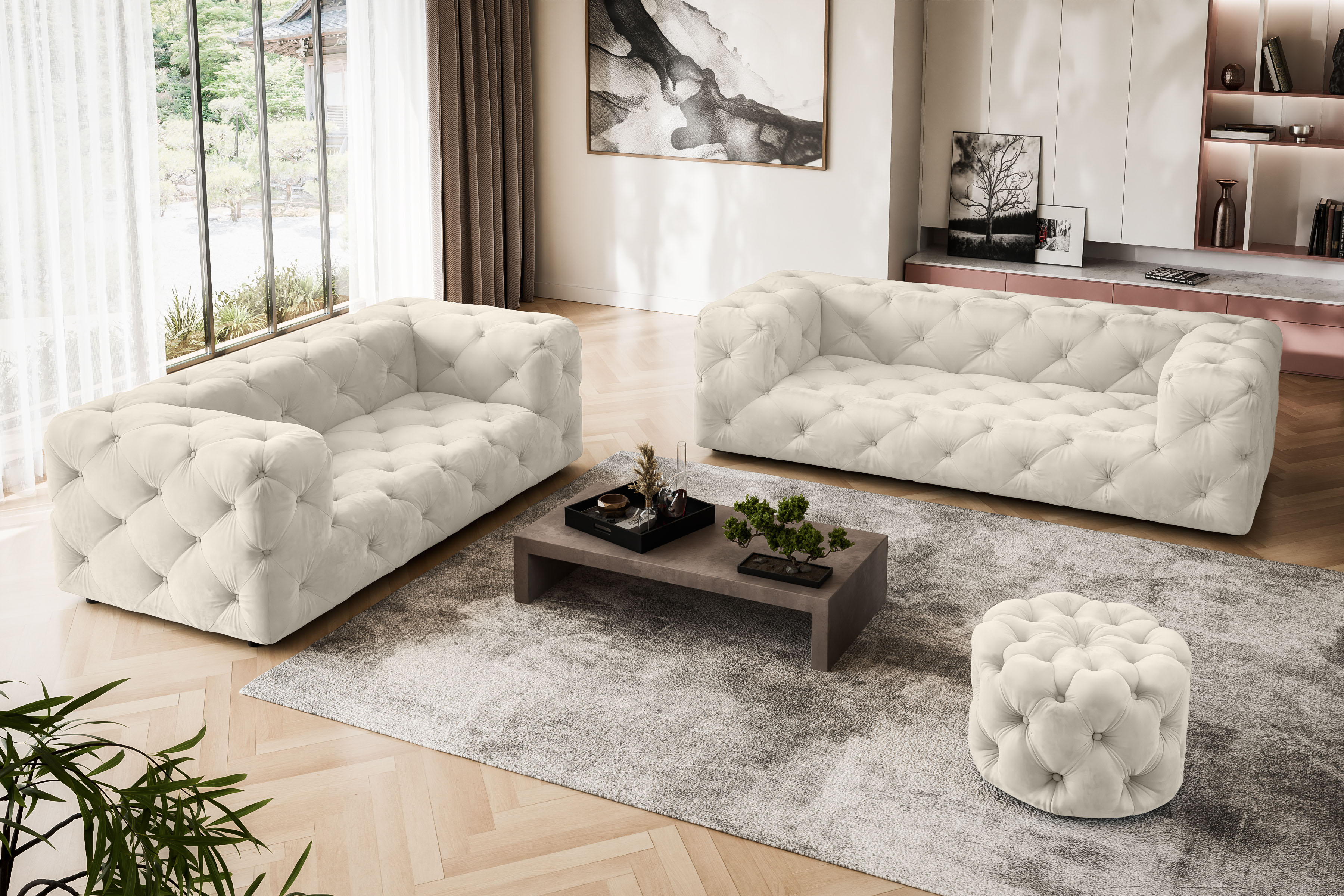 Places of Style 2-Sitzer "FOLLINA", 2-Sitzer Sofa mit klassischer Chesterfi günstig online kaufen