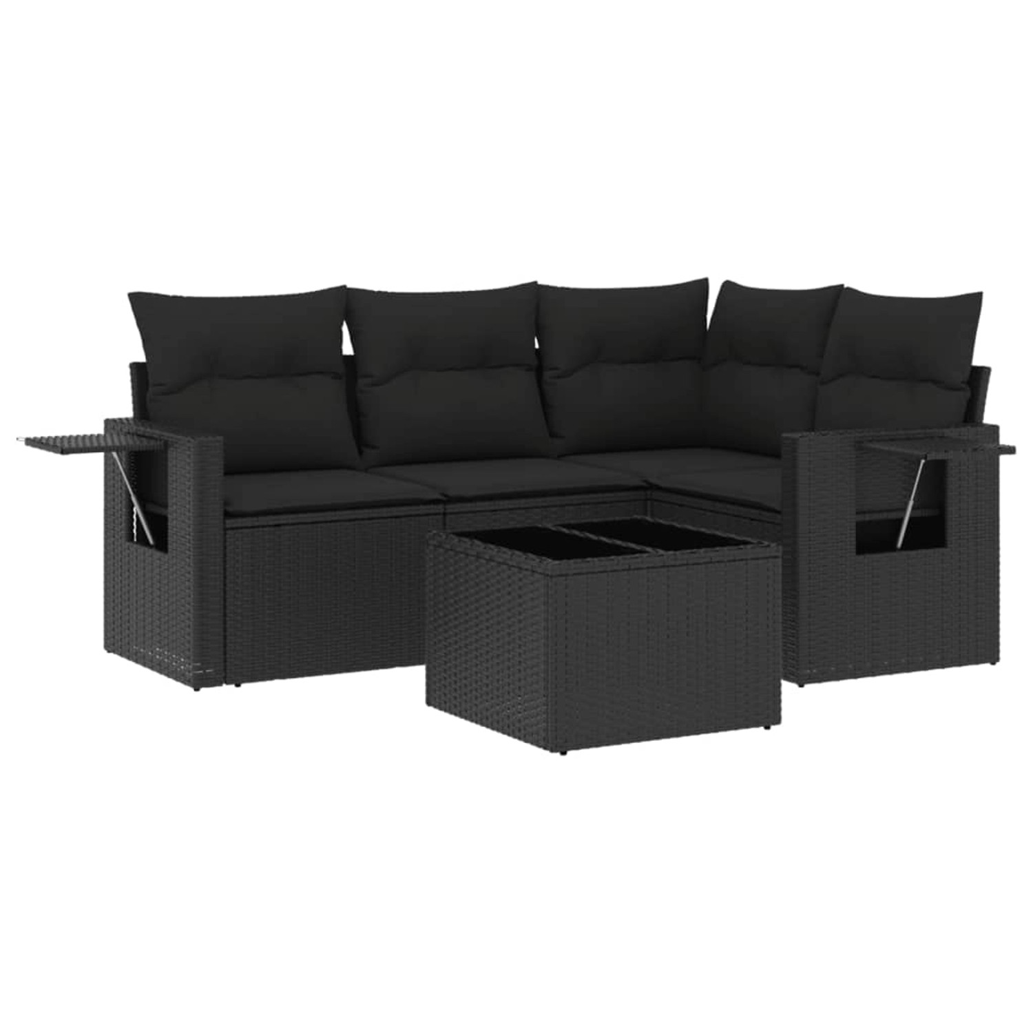 vidaXL 5-tlg Garten-Sofagarnitur mit Kissen Schwarz Poly Rattan Modell 112 günstig online kaufen