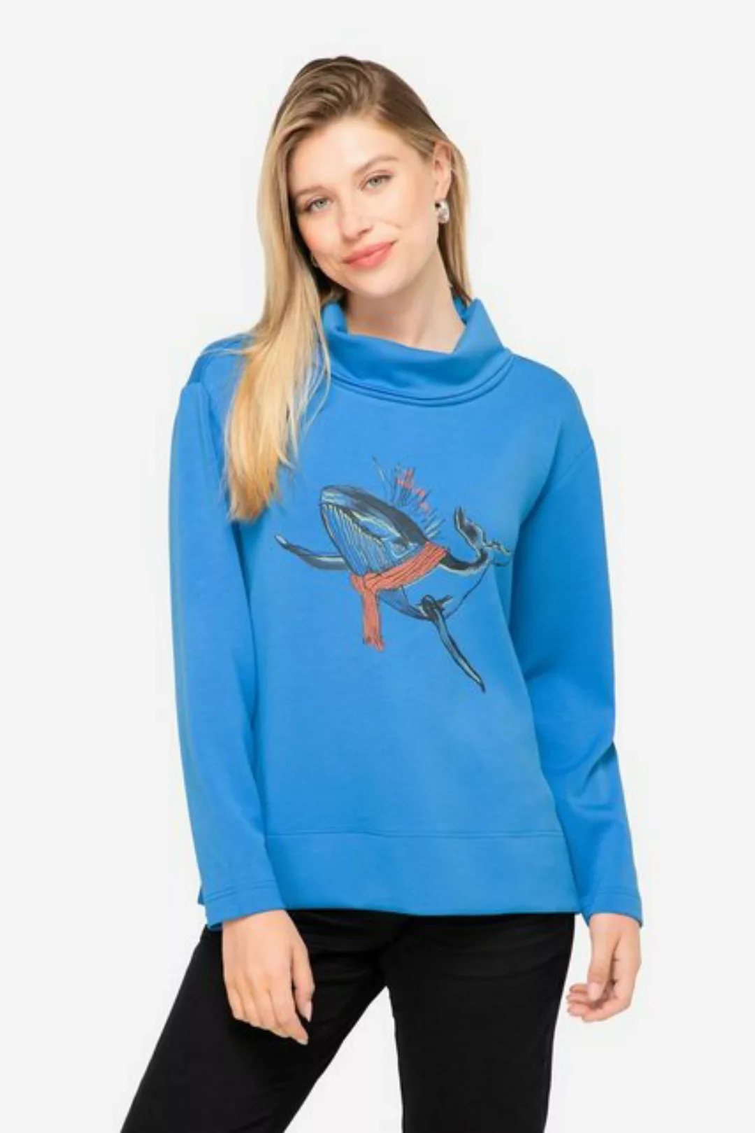 Laurasøn Sweatshirt Sweatshirt Wal-Print Rollkragen Langarm günstig online kaufen