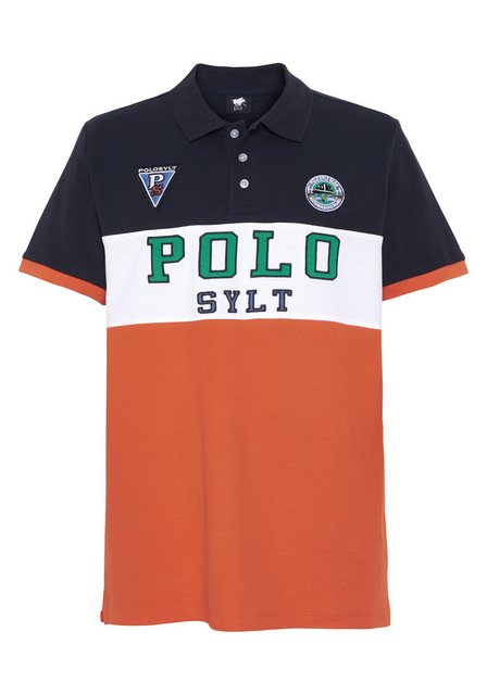 Polo Sylt Poloshirt mit Blockstreifen und Patches günstig online kaufen