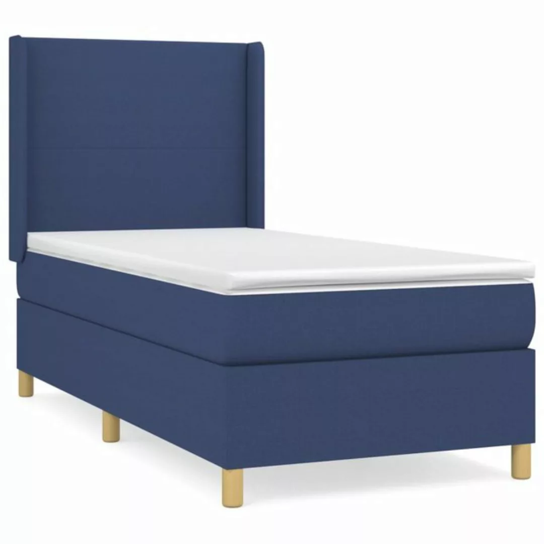 vidaXL Bett Boxspringbett mit Matratze Blau 80x200 cm Stoff günstig online kaufen