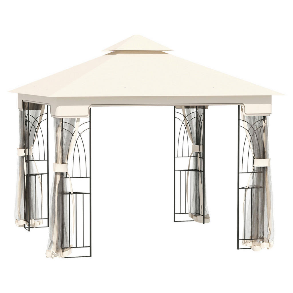 Outsunny Pavillon creme Metall B/H/L: ca. 300x270x300 cm günstig online kaufen