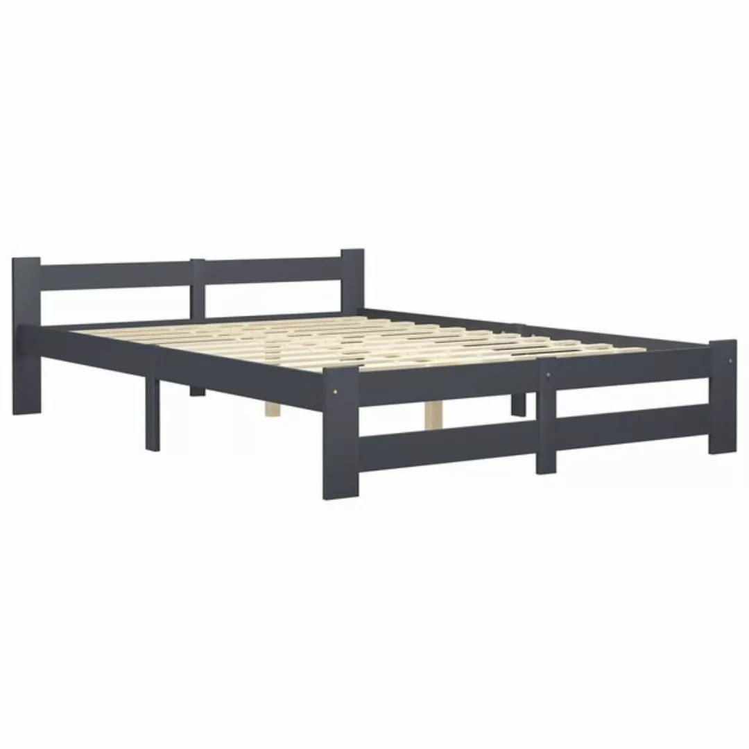 vidaXL Bettgestell Massivholzbett Dunkelgrau Kiefer 180x200 cm Doppelbett B günstig online kaufen