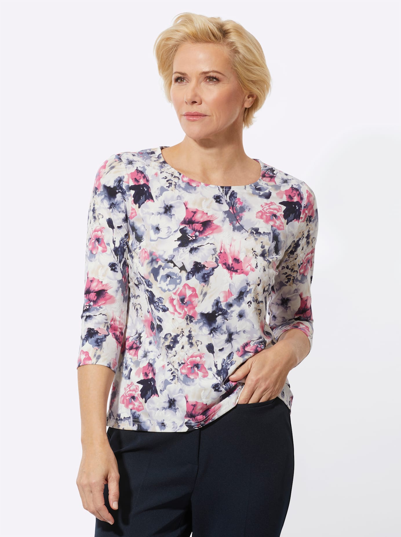 Classic 3/4-Arm-Shirt "Rundhals-Shirt", (1 tlg.) günstig online kaufen