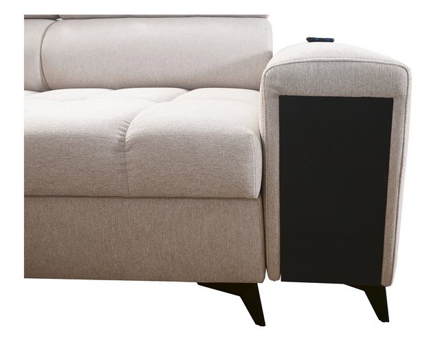 Kaiser Möbel Ottomane Designer-Ecksofa mit Schlaffunktion und Bar GRECO III günstig online kaufen