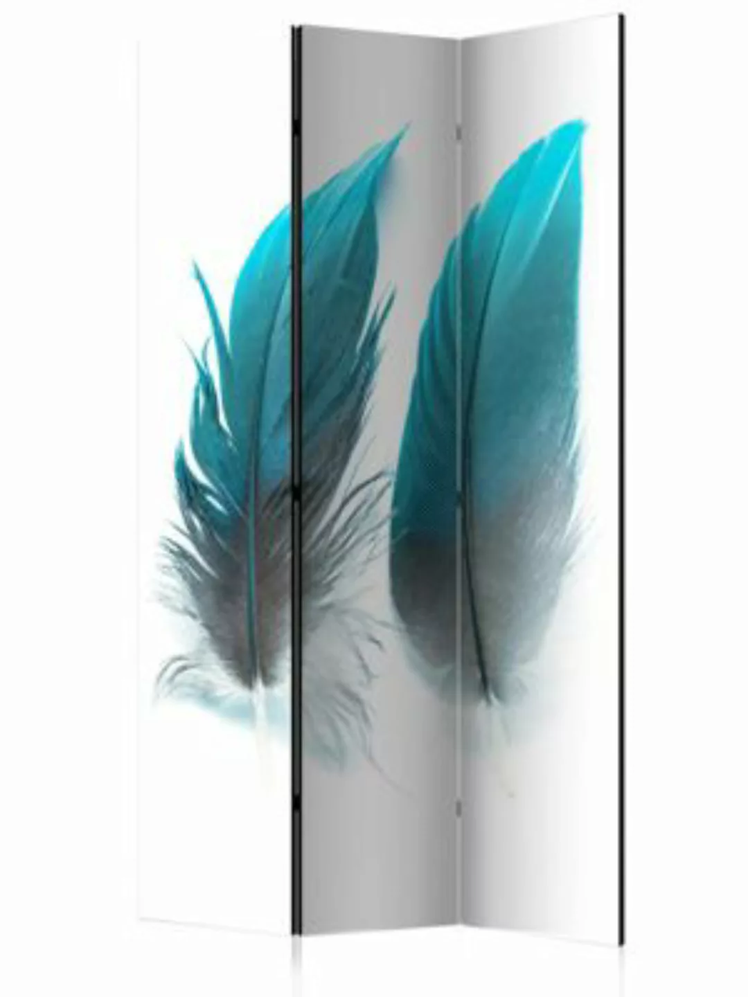 artgeist Paravent Blue Feathers [Room Dividers] blau-kombi Gr. 135 x 172 günstig online kaufen
