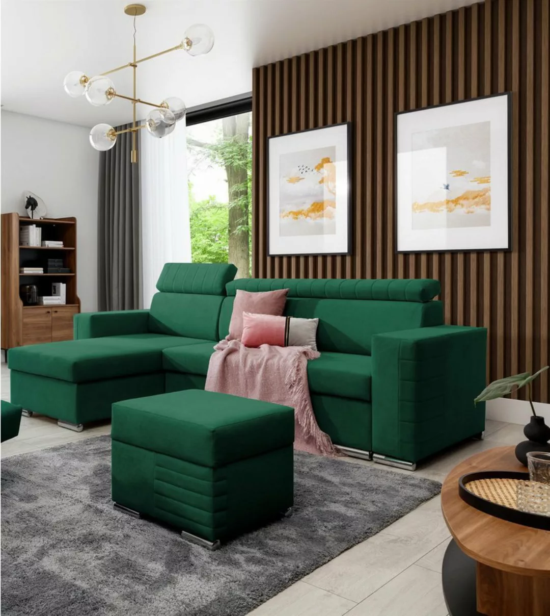 Fun Möbel Ecksofa Schlafsofa CANTON in Stoff inkl. Hocker und Sessel, Kopfs günstig online kaufen