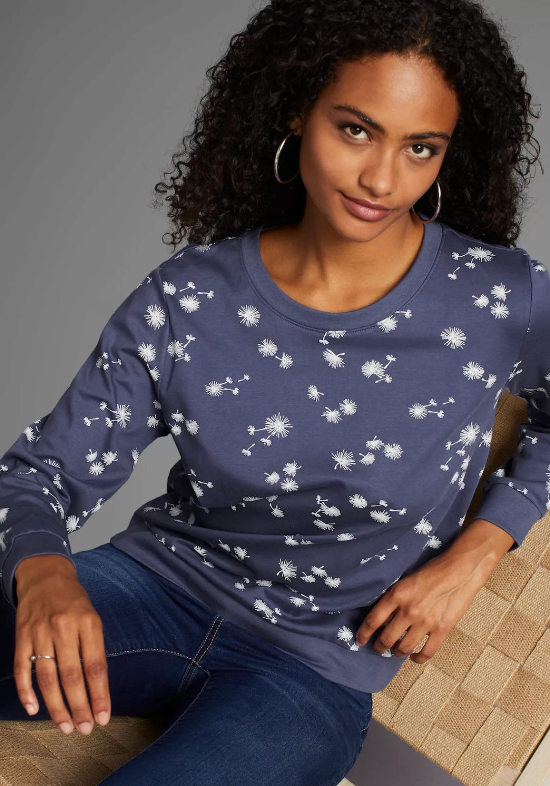 KangaROOS Sweatshirt mit Pusteblumen Allover-Print günstig online kaufen