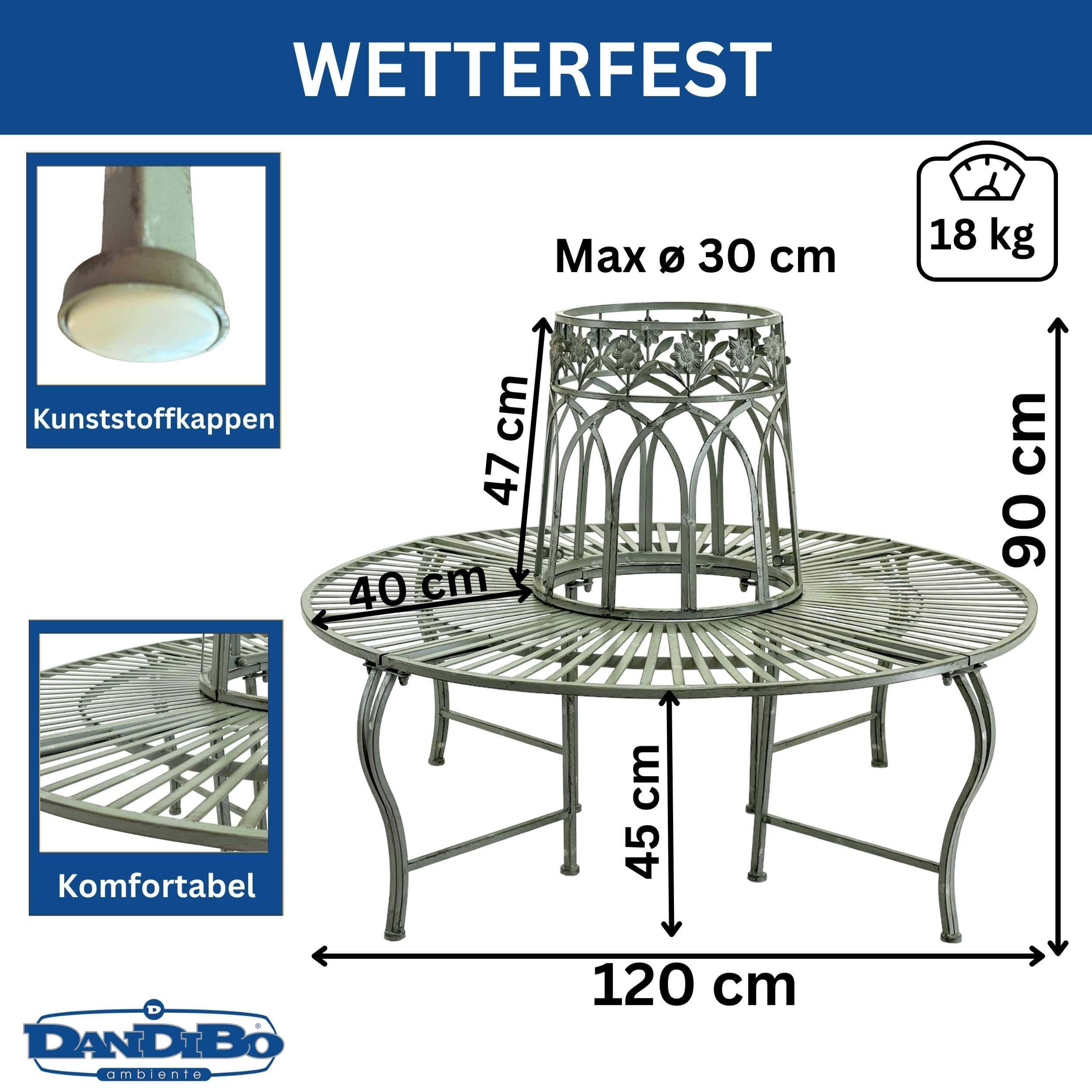 DanDiBo Baumbank Rund Metall Wetterfest Grau günstig online kaufen