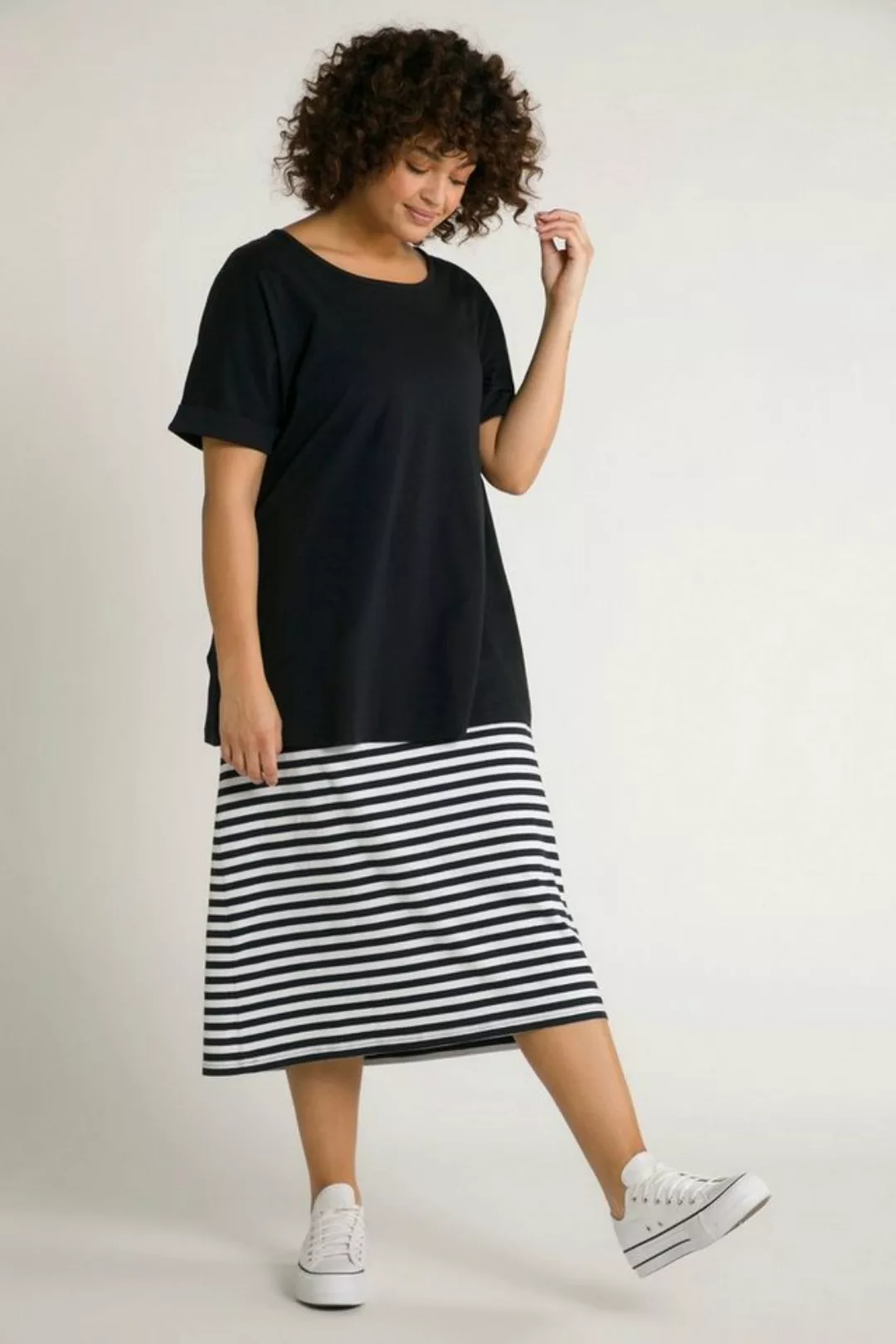 Ulla Popken Jerseykleid Bellieva-Kleid Jersey oversized doppellagig GOTS günstig online kaufen