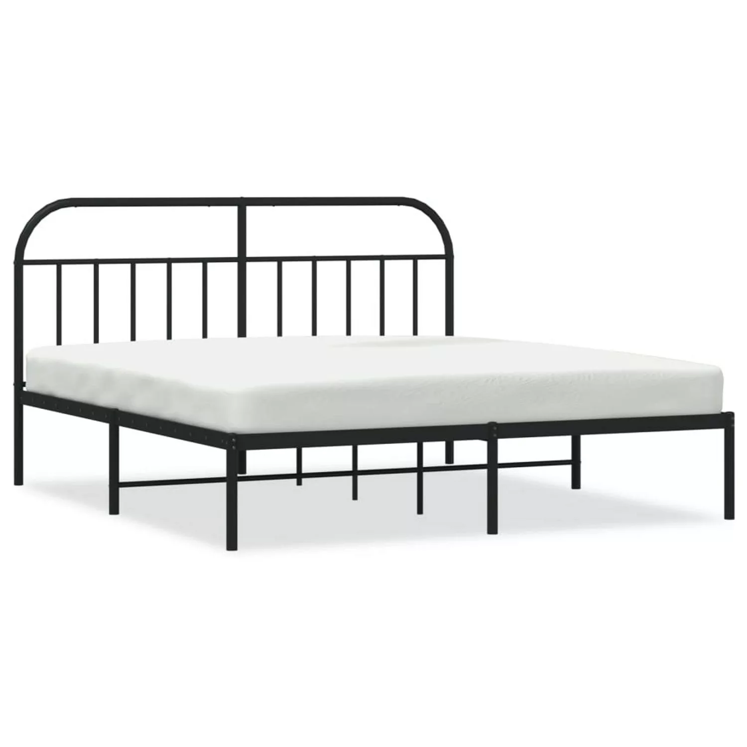 vidaXL Bettgestell, Bettrahmen mit Kopfteil Metall Schwarz 183x213 cm günstig online kaufen