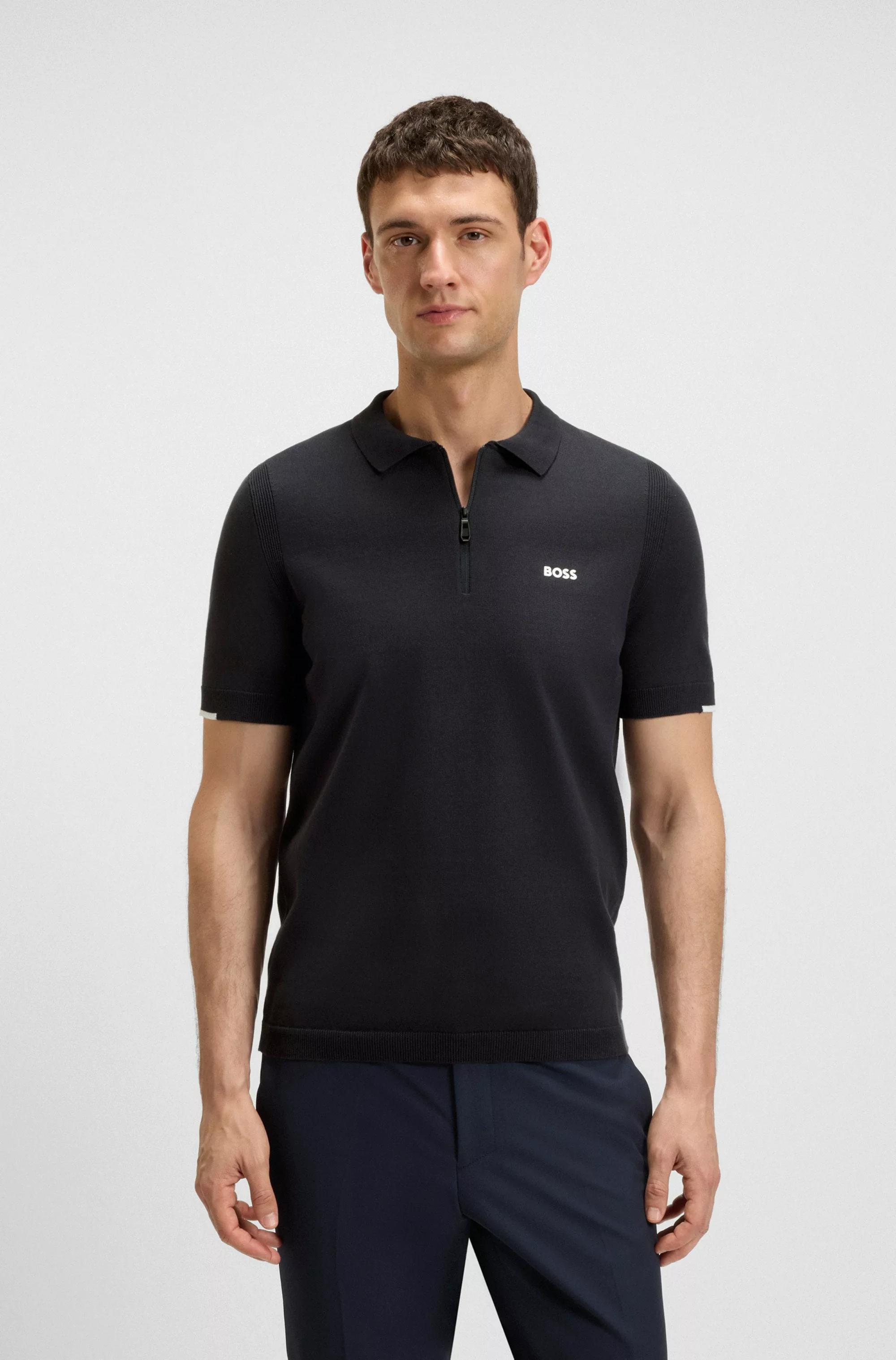 BOSS GREEN Kurzarmpullover "K Ever-X PS", mit Perforierungen zur Belüftung günstig online kaufen