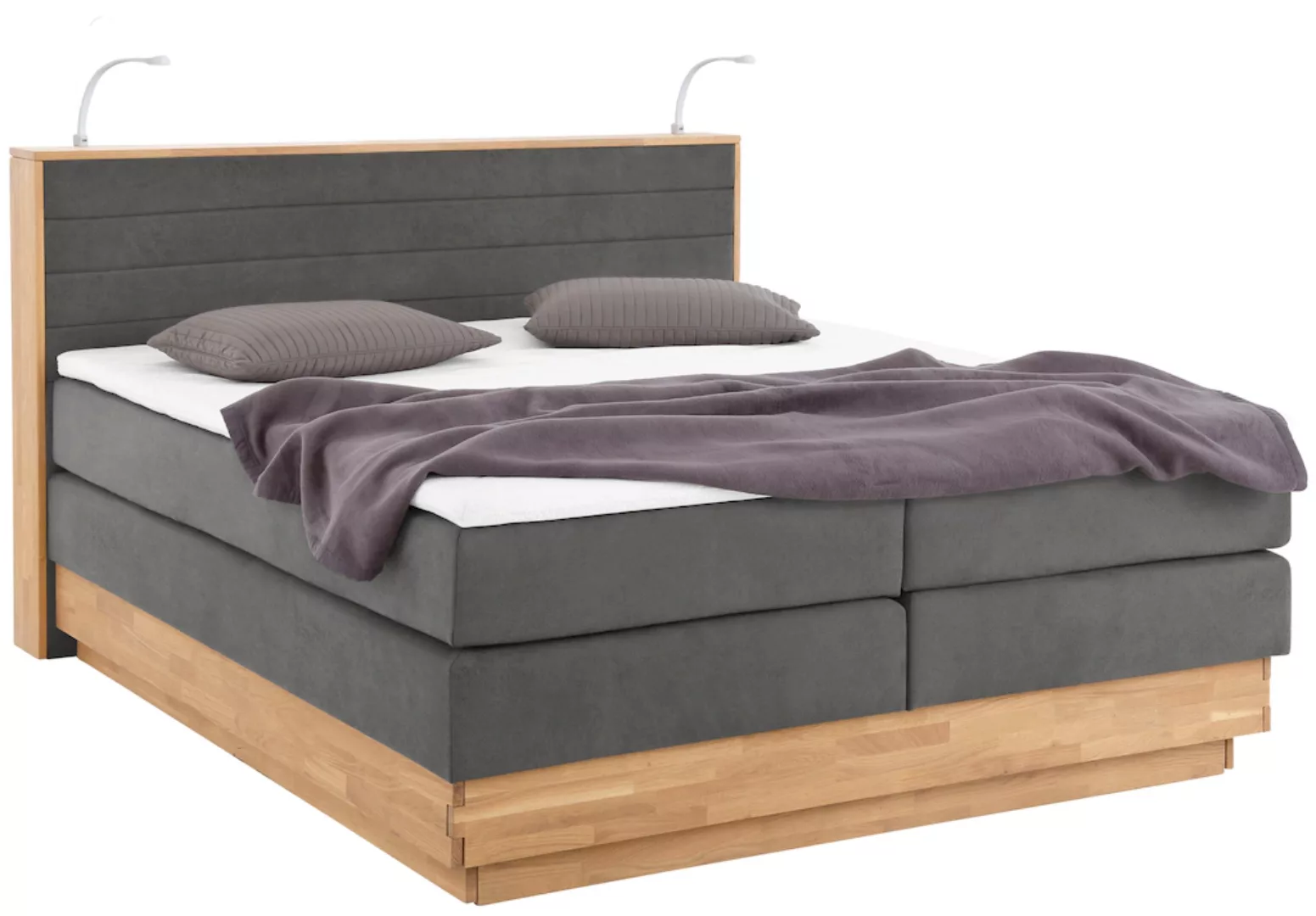 Home affaire Boxspringbett "Cavan", Eiche, inkl. Bettkasten & Topper, versc günstig online kaufen