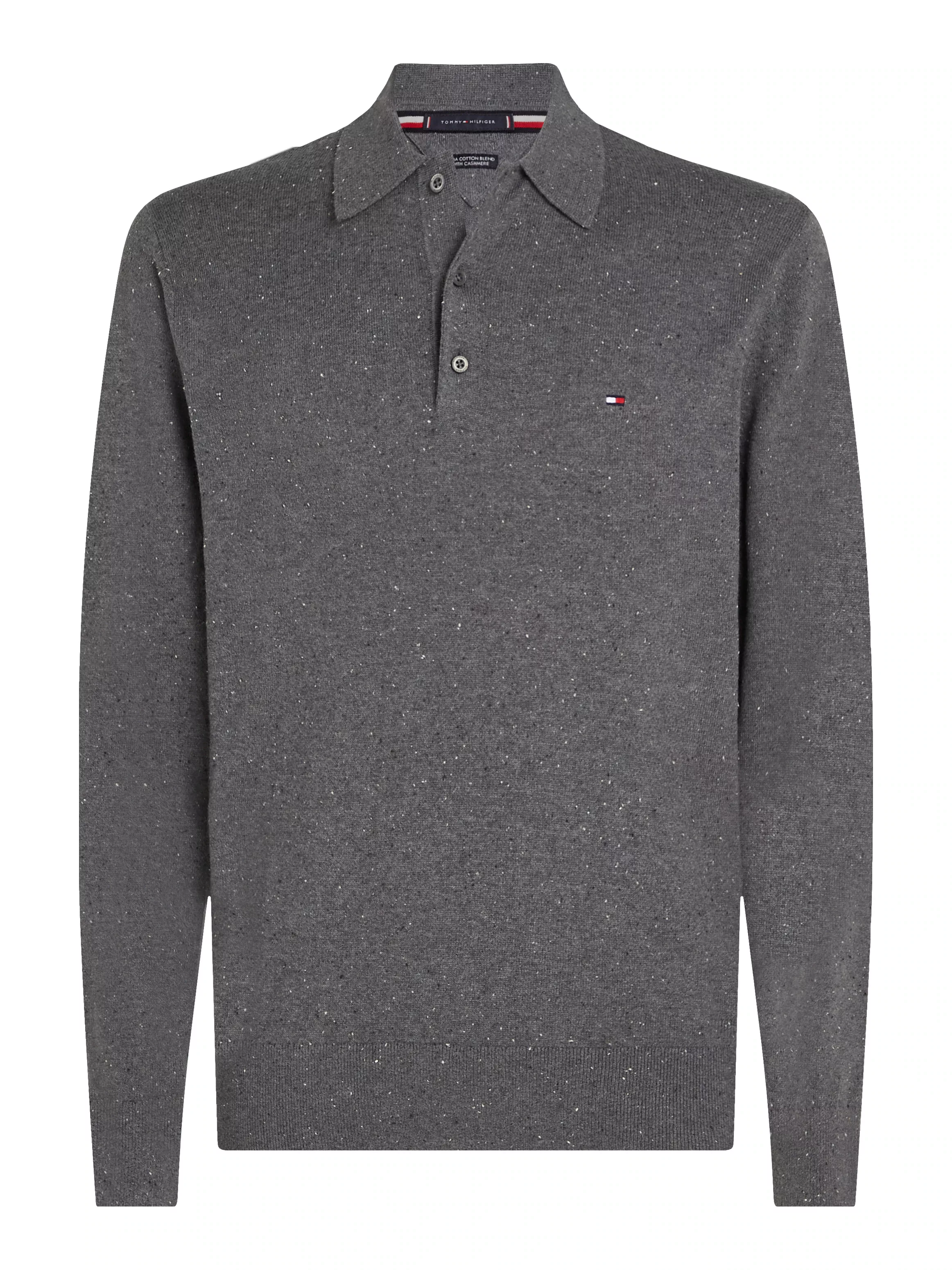 Tommy Hilfiger Polokragenpullover "PIMA ORG CTN CASHMERE LS POLO", Flag-Sti günstig online kaufen