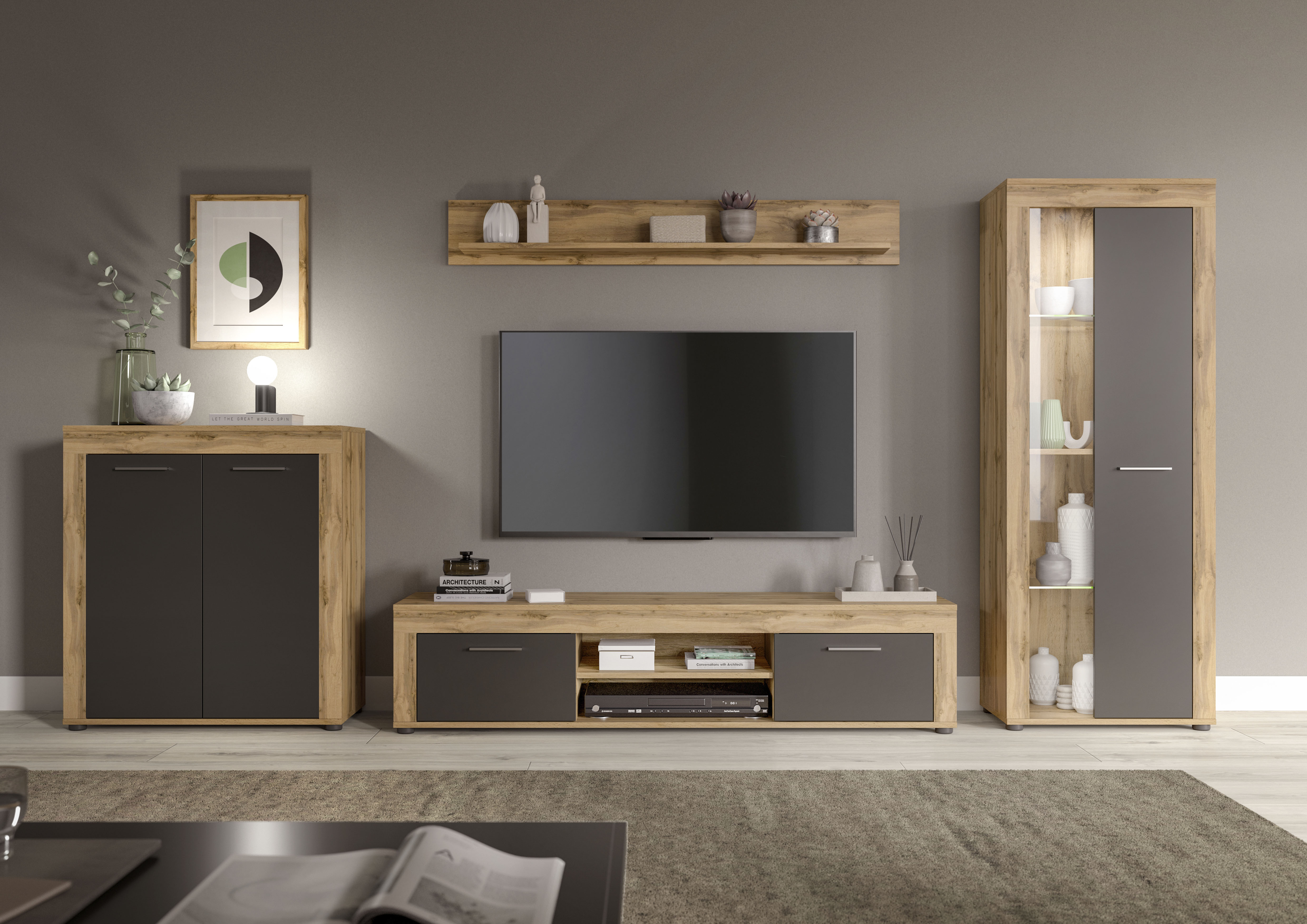 INOSIGN Wohnzimmer-Set "Aosta, Breite 330cm, best. aus Highboard, Lowboard, günstig online kaufen