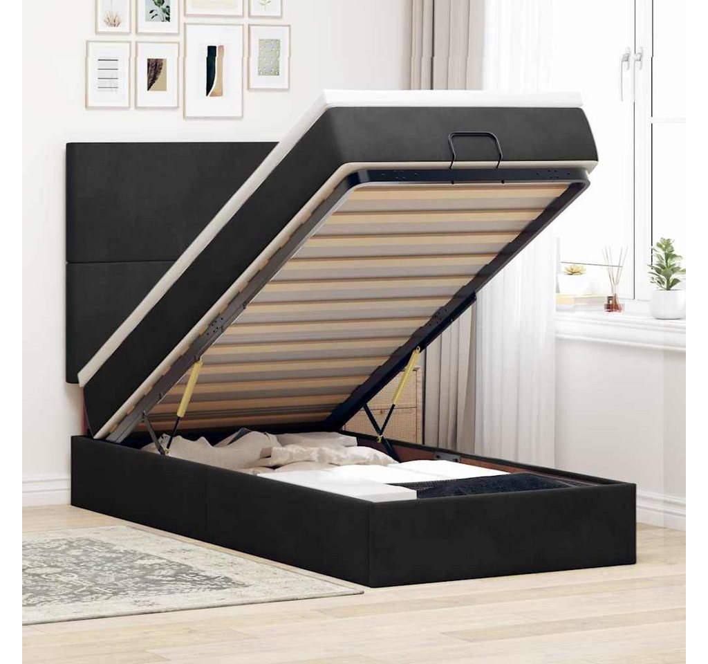 vidaXL Bett, Ottoman-Bett mit Matratzen & LEDs Schwarz 80x200 cm Samt günstig online kaufen