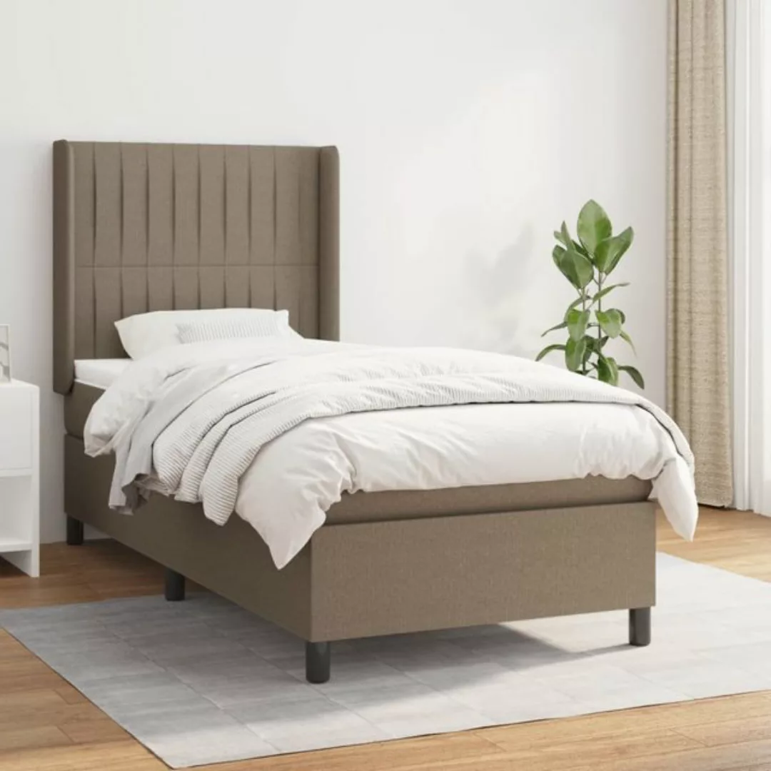 vidaXL Bettgestell Boxspringbett mit Matratze Taupe 100x200 cm Stoff Bett B günstig online kaufen