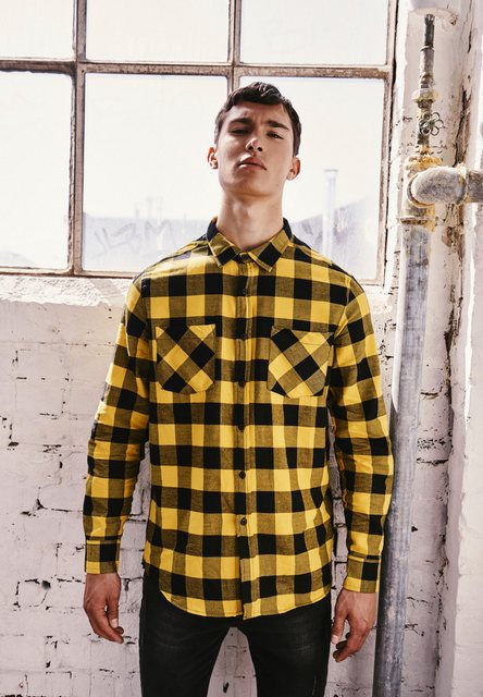 URBAN CLASSICS Flanellhemd TB297 - Checked Flanell Shirt blk/honey S günstig online kaufen