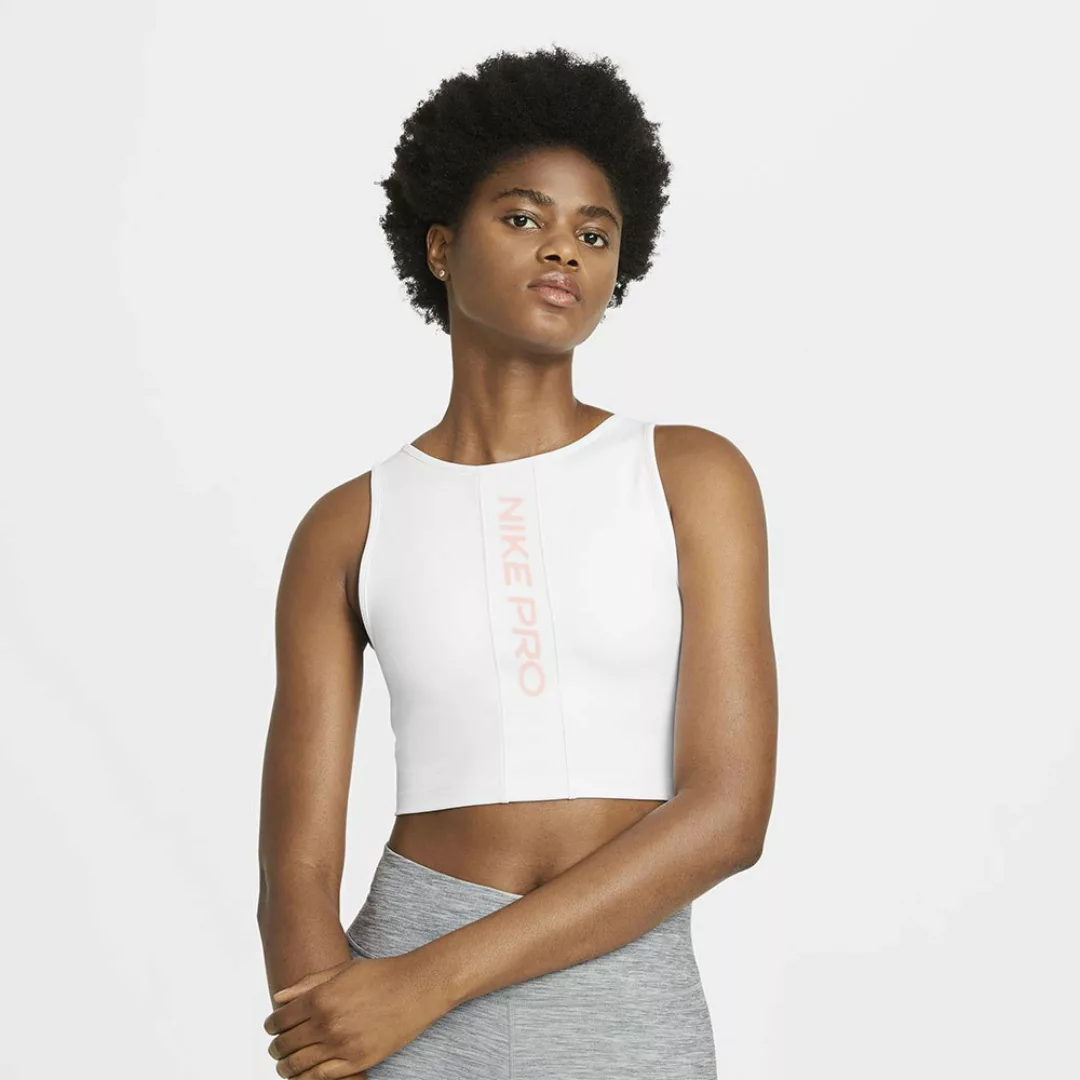 Nike Pro Novelty Ärmelloses T-shirt XS White / Bright Mango / Pure Platinum günstig online kaufen