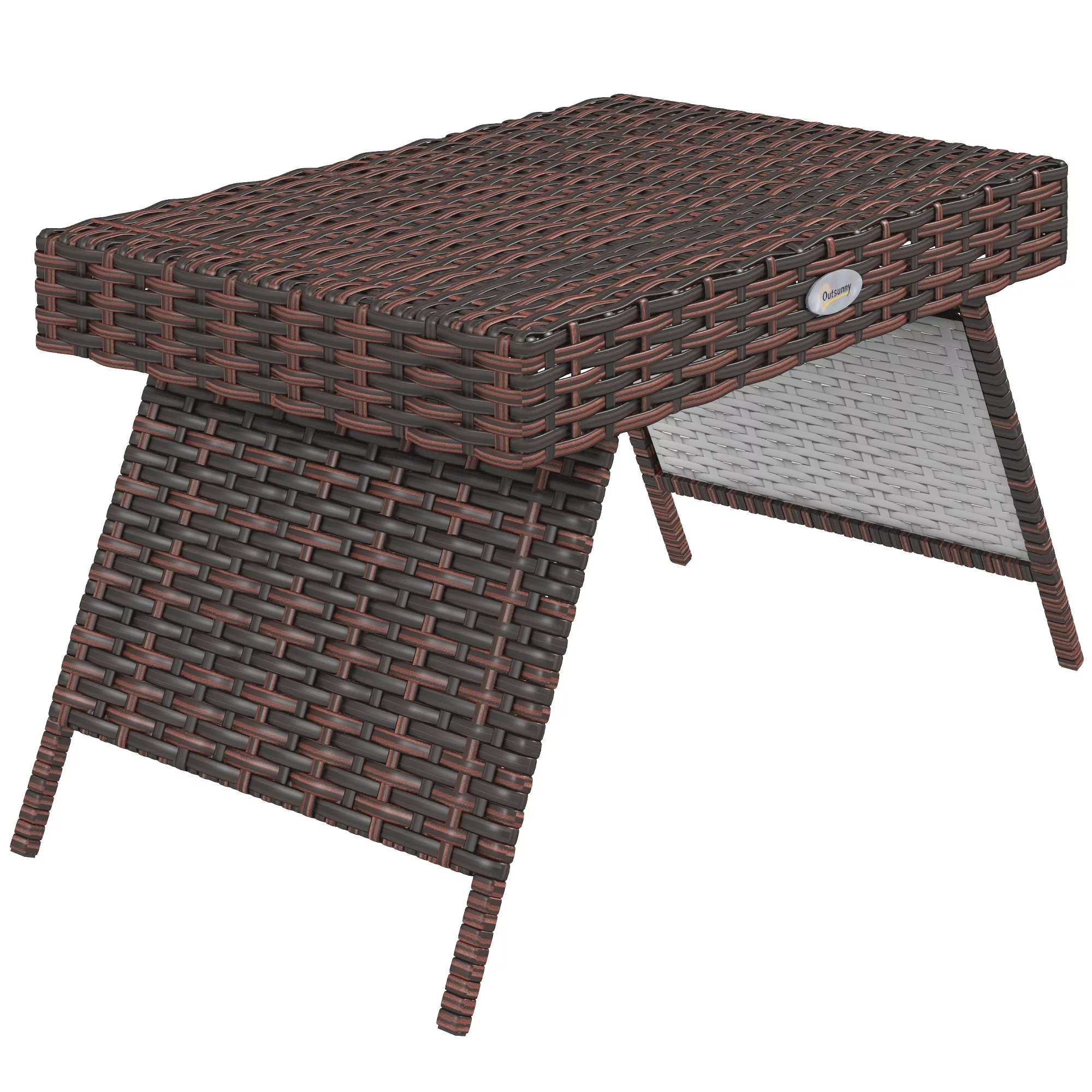 Outsunny Rattan Gartentisch Klapptisch wetterfest Braun 60x41x41cm   Aosom günstig online kaufen