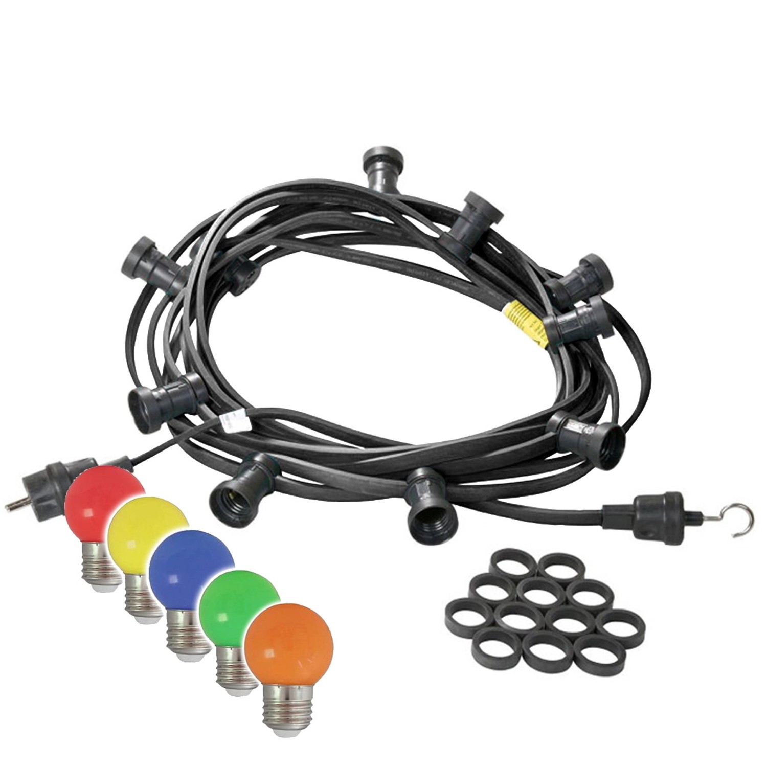 Satisfire Illu- Partylichterkette 20m Schwarz Außen Biergarten 40 Bunte LED günstig online kaufen