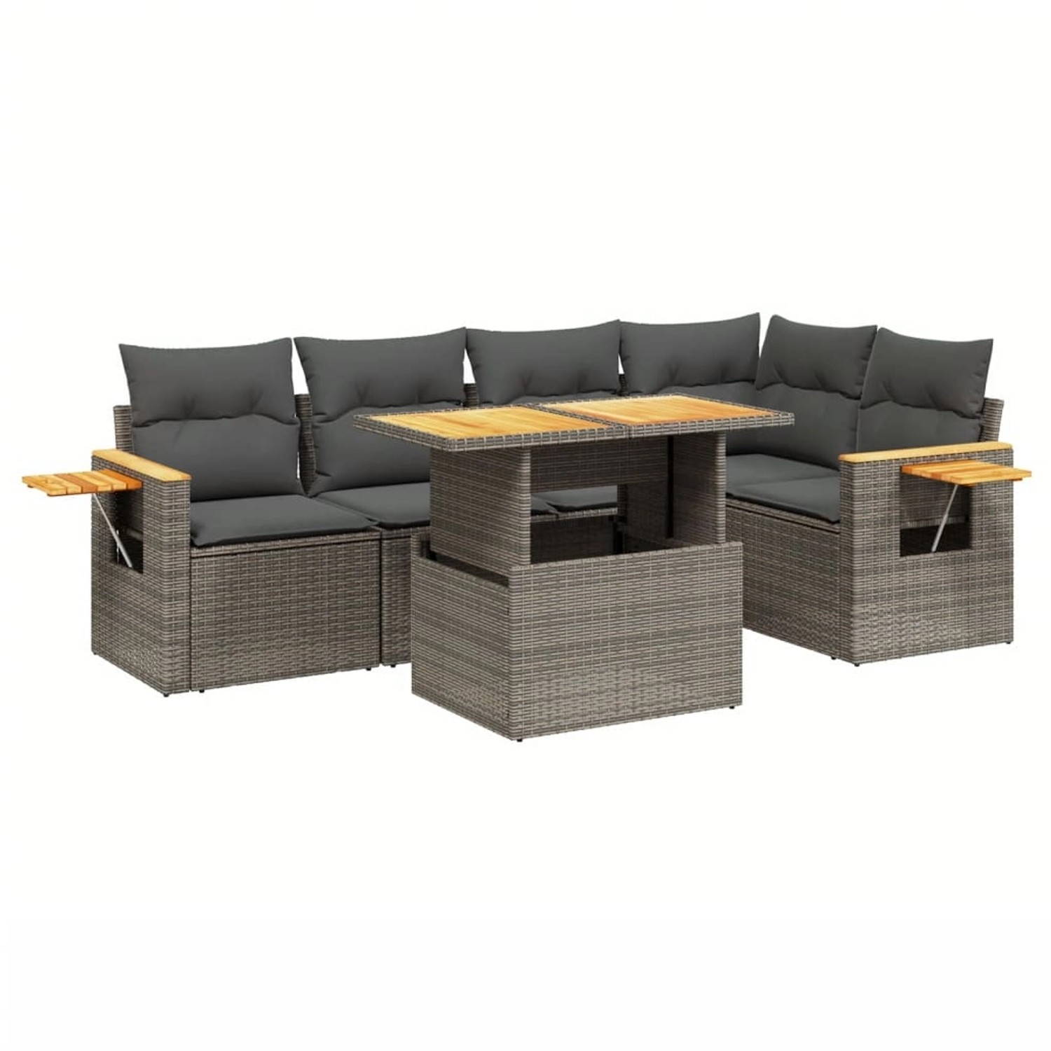 vidaXL 6-Tlg Garten-Sofagarnitur mit Kissen Grau Poly Rattan 3273510 günstig online kaufen