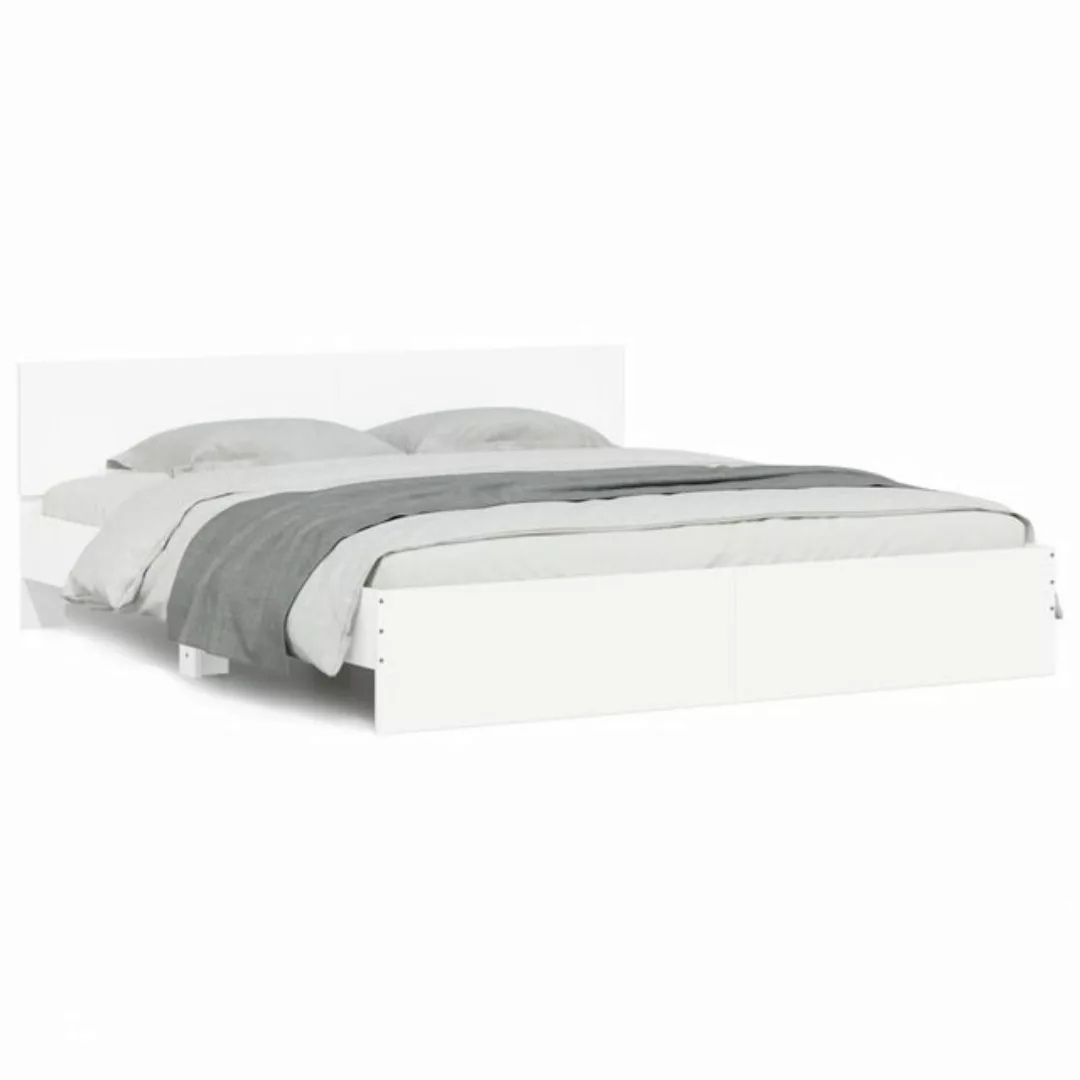 vidaXL Bettgestell Bettgestell mit Kopfteil Weiß 160x200 cm Bett Bettgestel günstig online kaufen