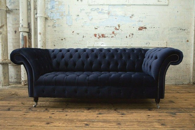 Xlmoebel Sofa Chesterfield Klassisches Sofa von JVMoebel in blauem Stoff - günstig online kaufen