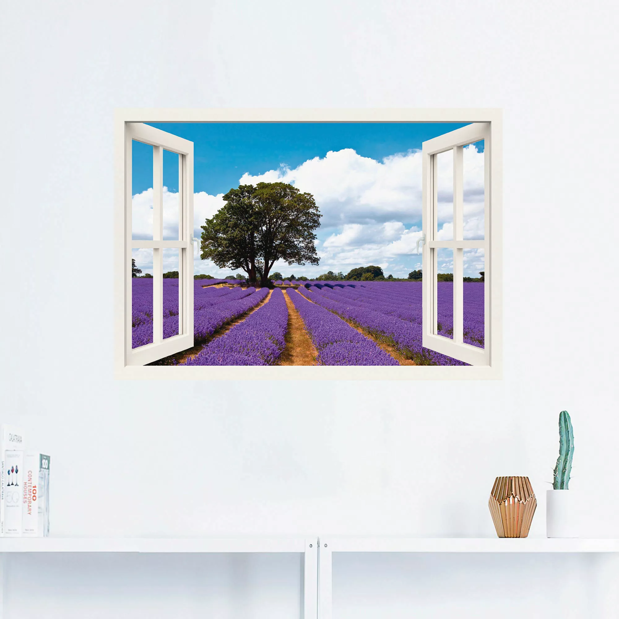 Artland Wandfolie »Fensterblick Lavendelfeld im Sommer«, Fensterblick, (1 S günstig online kaufen