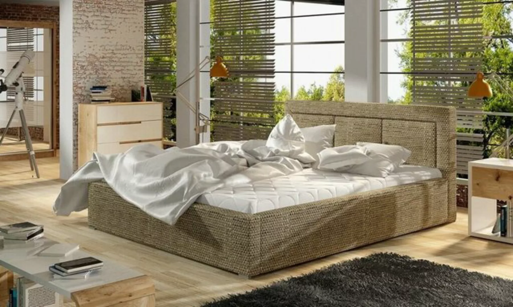 JVmoebel Bett Designer Bett Schlafzimmer Luxus Textil Luxus Polster 180x200 günstig online kaufen